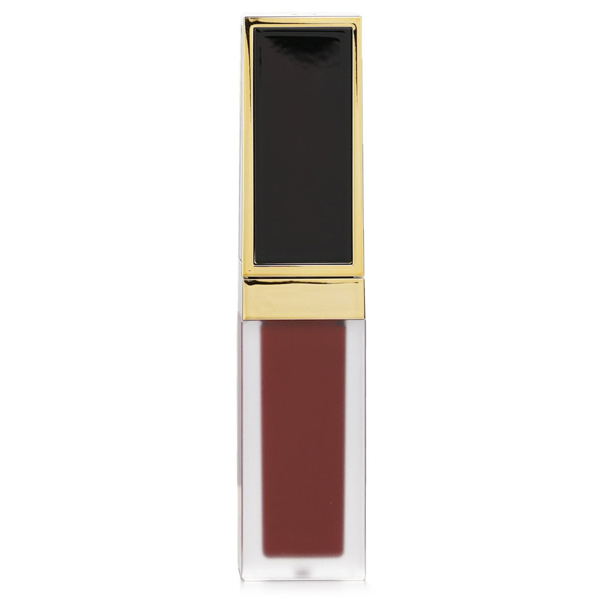 Tom Ford Liquid Lip Luxe Matte in #123 Devoted, offering vibrant color, soft matte finish, and hydrating black rose extract.