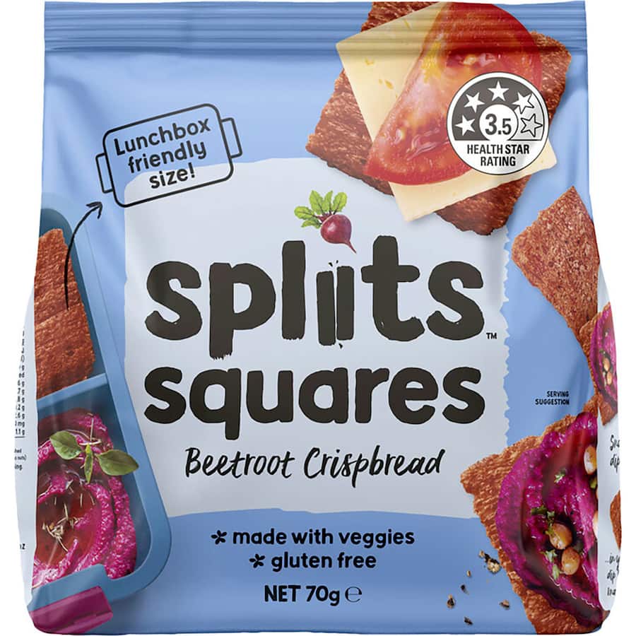 Spliits Squares Crackers Beetroot Crispbread Veggie 70g
