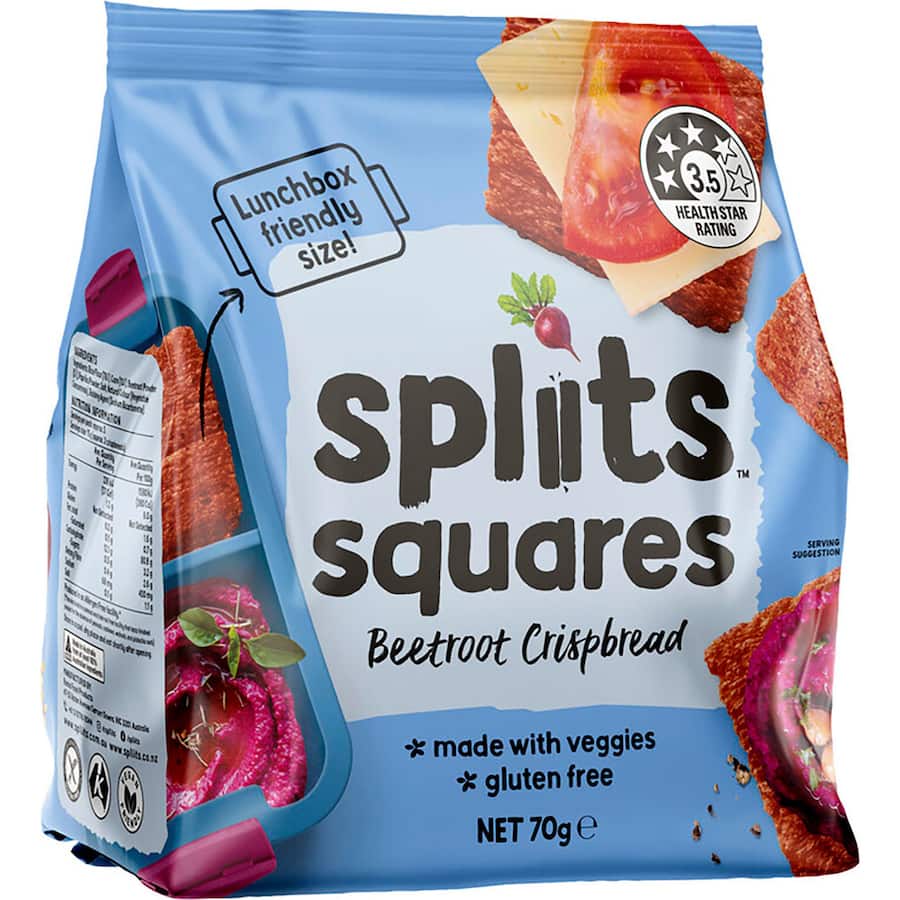 Spliits Squares Crackers Beetroot Crispbread Veggie 70g
