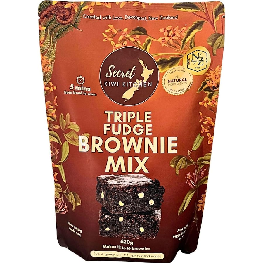 Secret Kiwi Kitchen Brownie Mix Triple Fudge Chocolate Chips 620g
