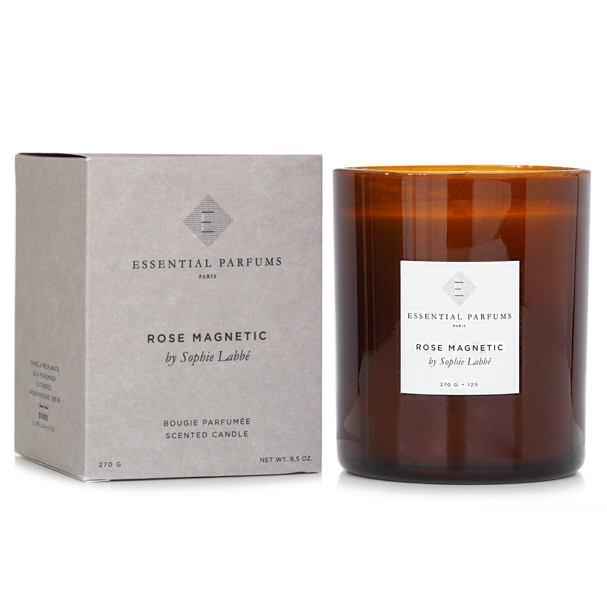 Luxurious 270g scented candle with Rose Essential and Turkish Rose fragrance, offering 90 hours of ambiance in an elegant design.