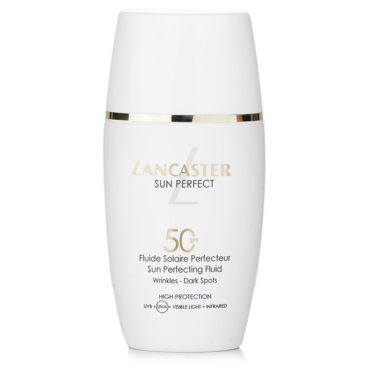 Lancaster Sun Perfecting Fluid SPF50, a lightweight tinted sunscreen, providing broad protection and a flawless matte finish.