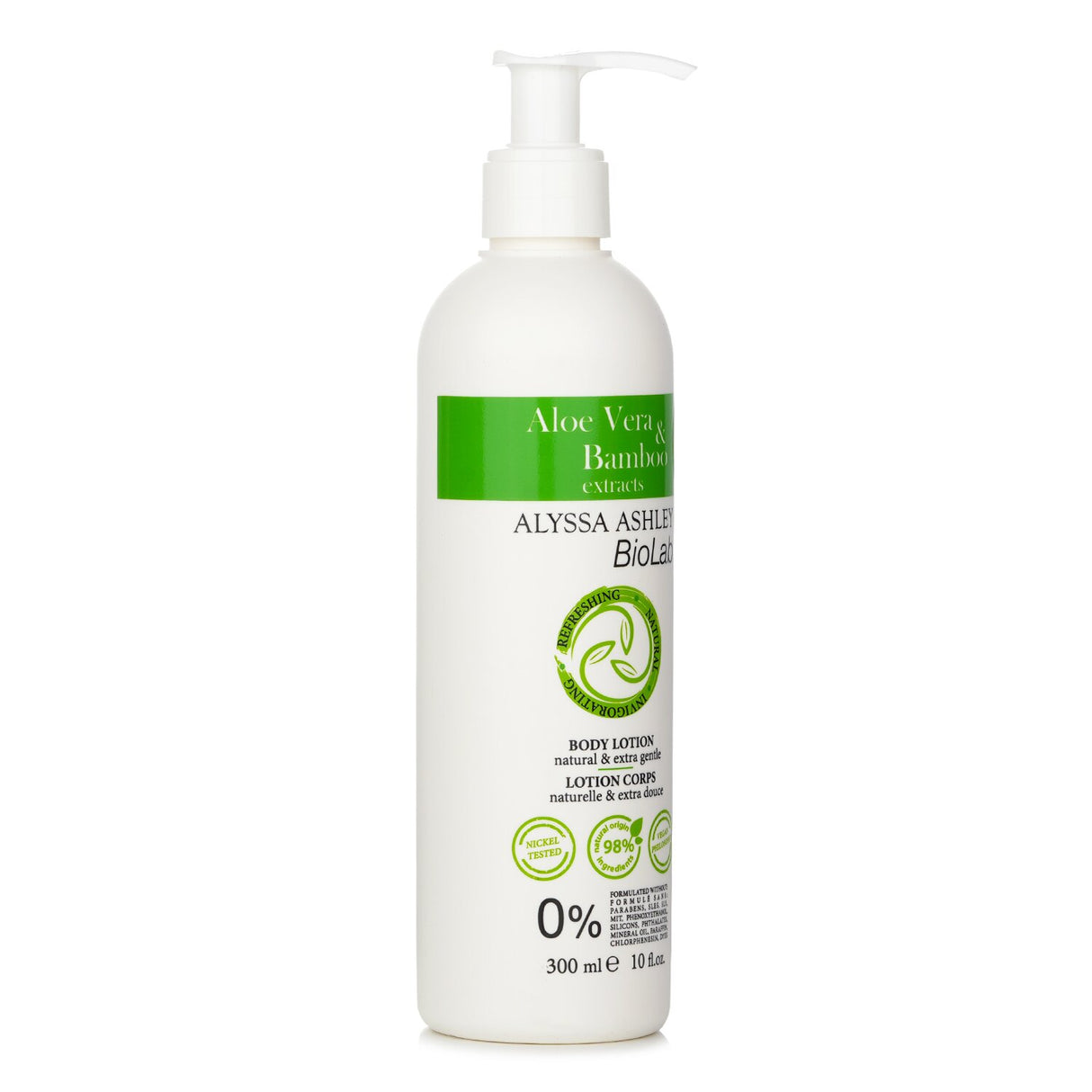 Alyssa Ashley Aloe Vera & Bamboo Body Lotion in 300ml, hydrating formula for dry skin with soothing aloe fragrance.