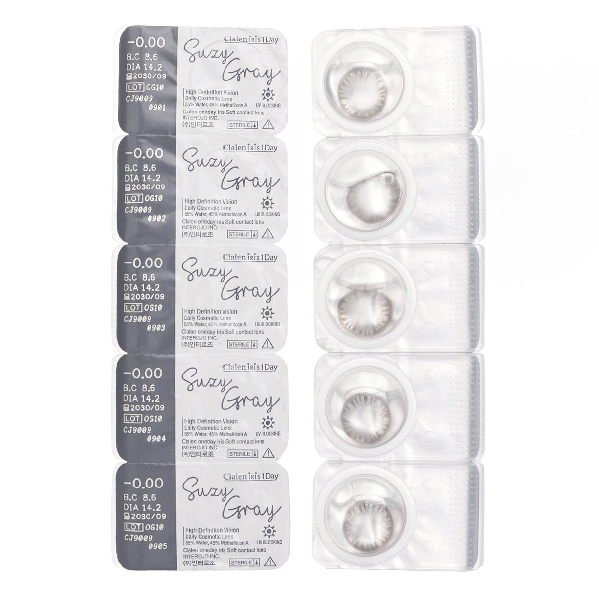 Clalen Iris 1Day Suzy Gray -0.00 5pcs x 1 strip