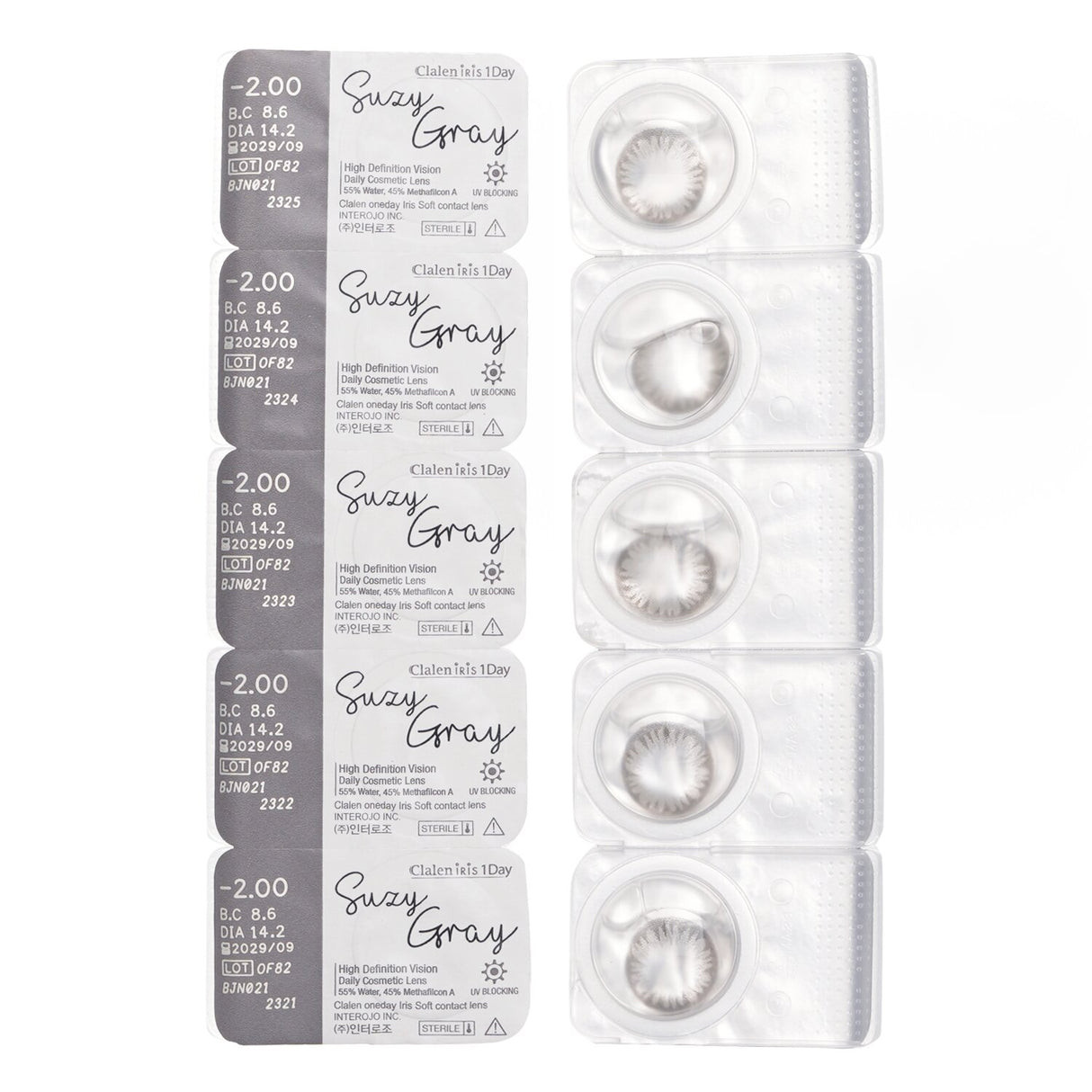 Clalen Iris 1Day Suzy Gray -2.00 5pcs x 1 strip