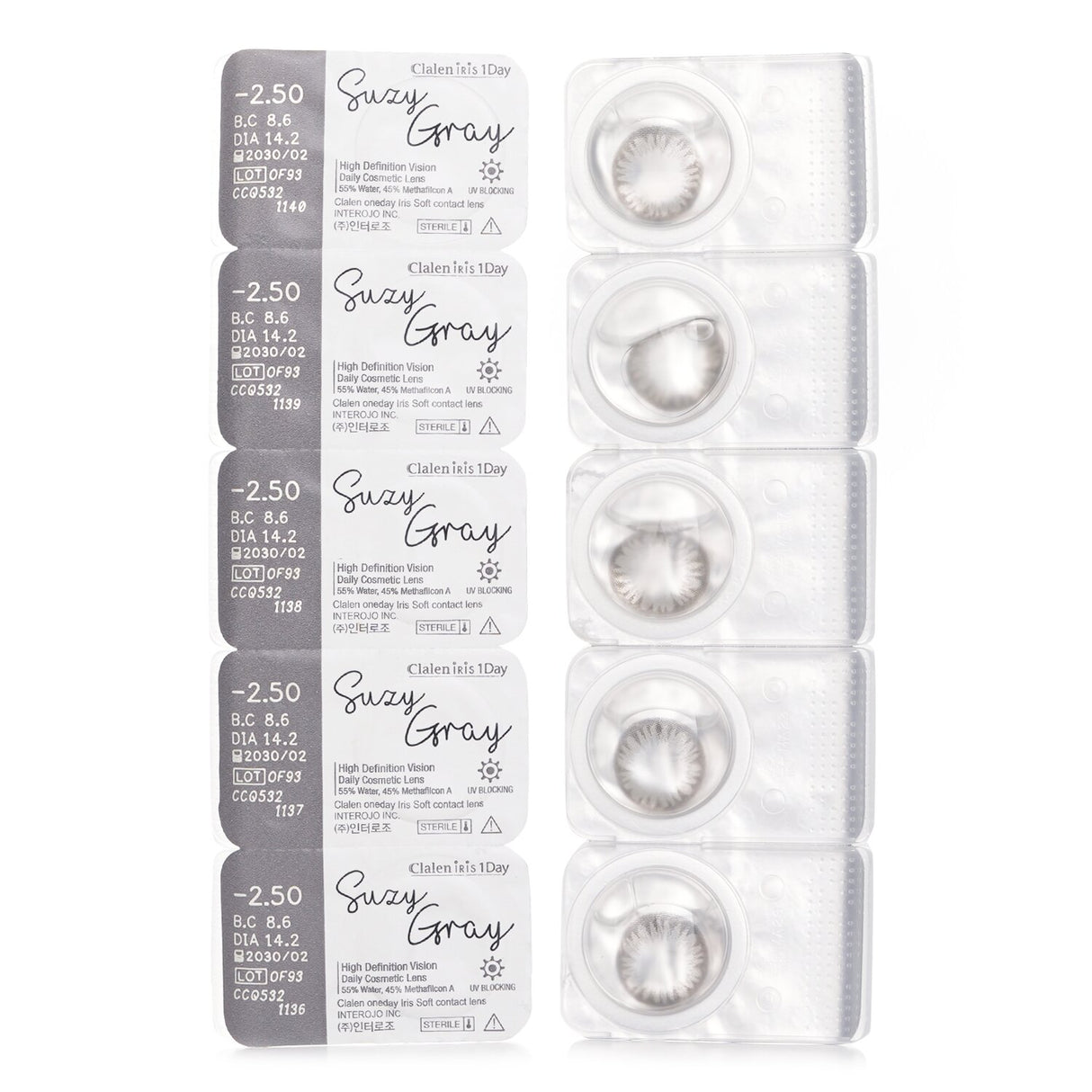 Clalen Iris 1Day Suzy Gray -2.50 5pcs x 1 strip