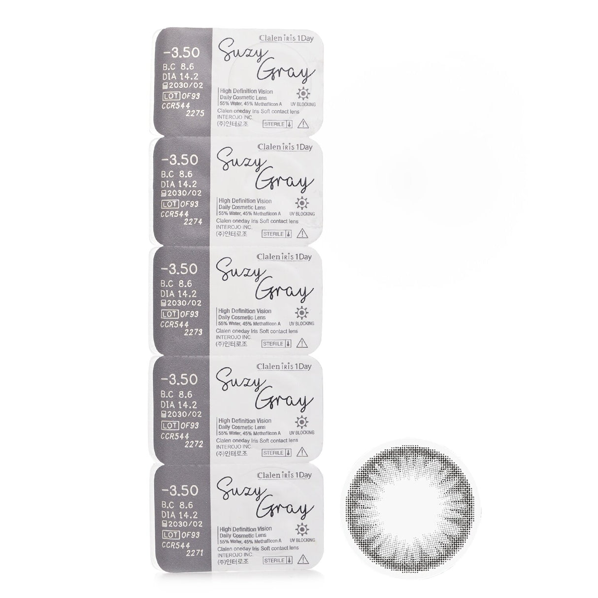 Clalen Iris 1Day Suzy Gray -3.50 5pcs x 1 strip