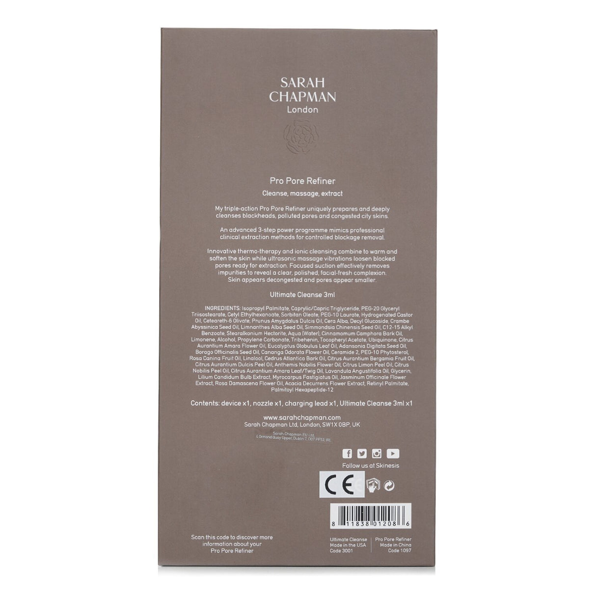 Ergonomic 3-step deep-cleansing device for effective blackhead removal, featuring thermo-therapy and ultrasonic vibrations.