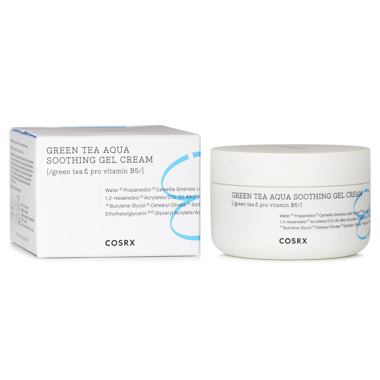 COSRX Hydrium Green Tea Aqua Soothing Gel Cream in a 50ml jar, ideal for hydrating and calming sensitive, oily skin.
