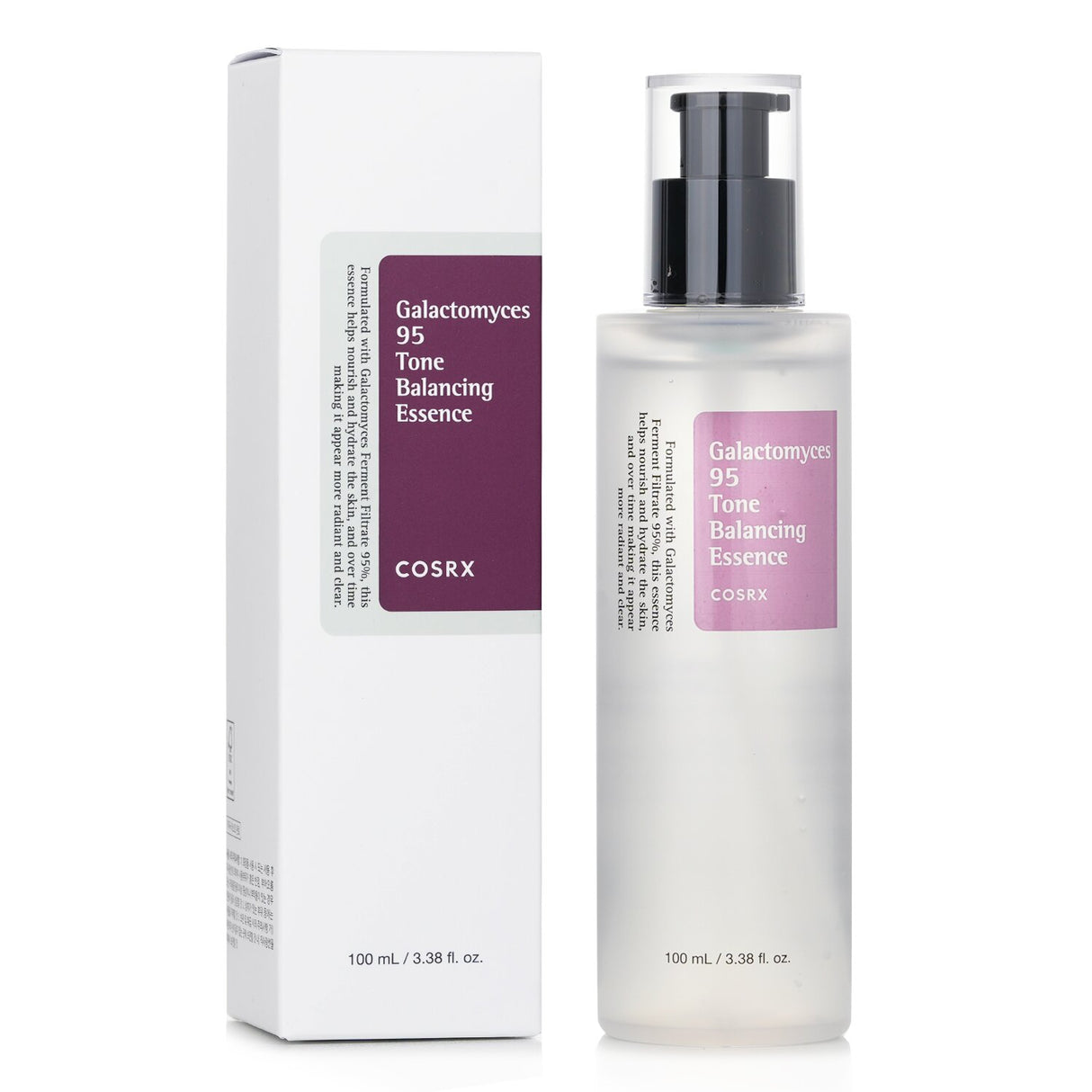 COSRX Galactomyces 95 Tone Balancing Essence in a 100ml bottle, revitalizes dull skin with hydration and antioxidants.