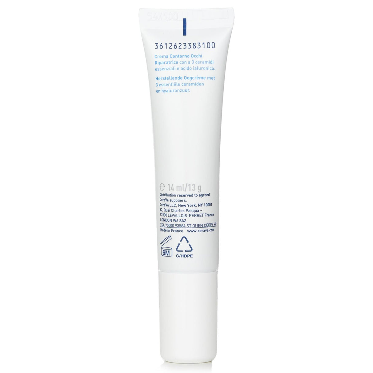 CeraVe Eye Repair Cream in a 14ml tube, designed to hydrate and brighten under-eyes, reducing dark circles and puffiness.