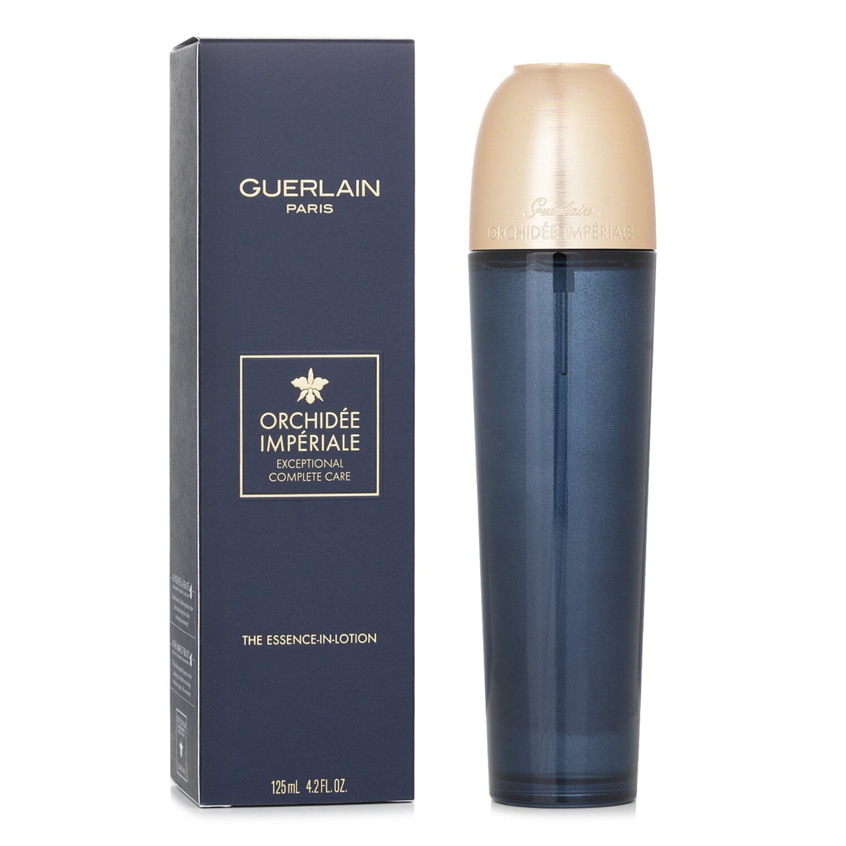 Luxurious 125ml essence-in-lotion by Guerlain, hydrating skin with orchid complex for radiant, youthful glow.