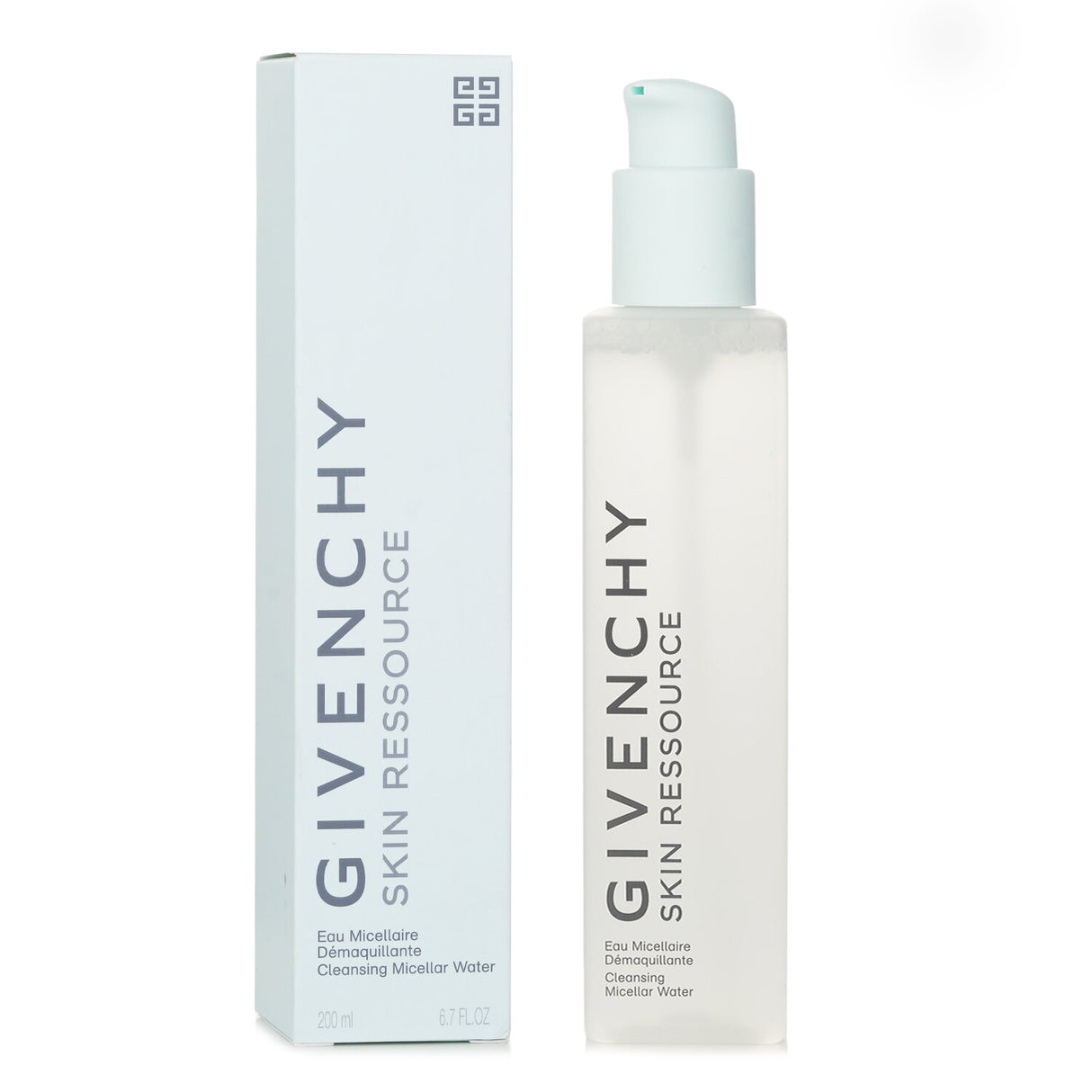 Givenchy Skin Ressource Cleansing Micellar Water in a 200ml bottle, designed for gentle makeup removal and moisturizing care.