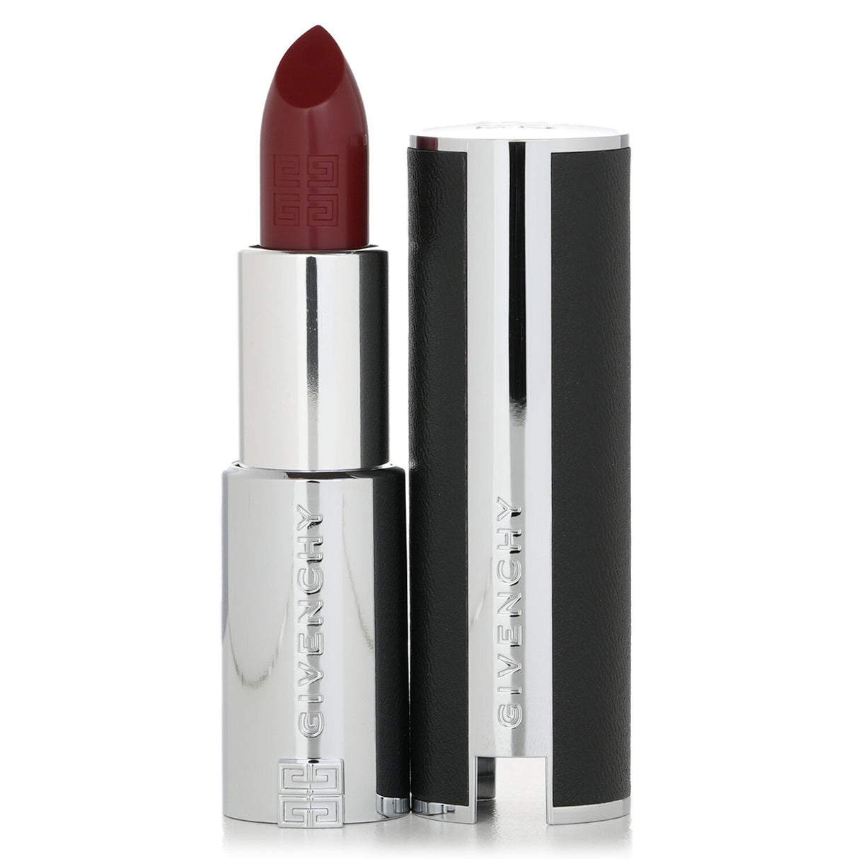 Givenchy Le Rouge Interdit Intense Silk Lipstick #N334 in a luxurious black leather case, offering vibrant, long-lasting color.