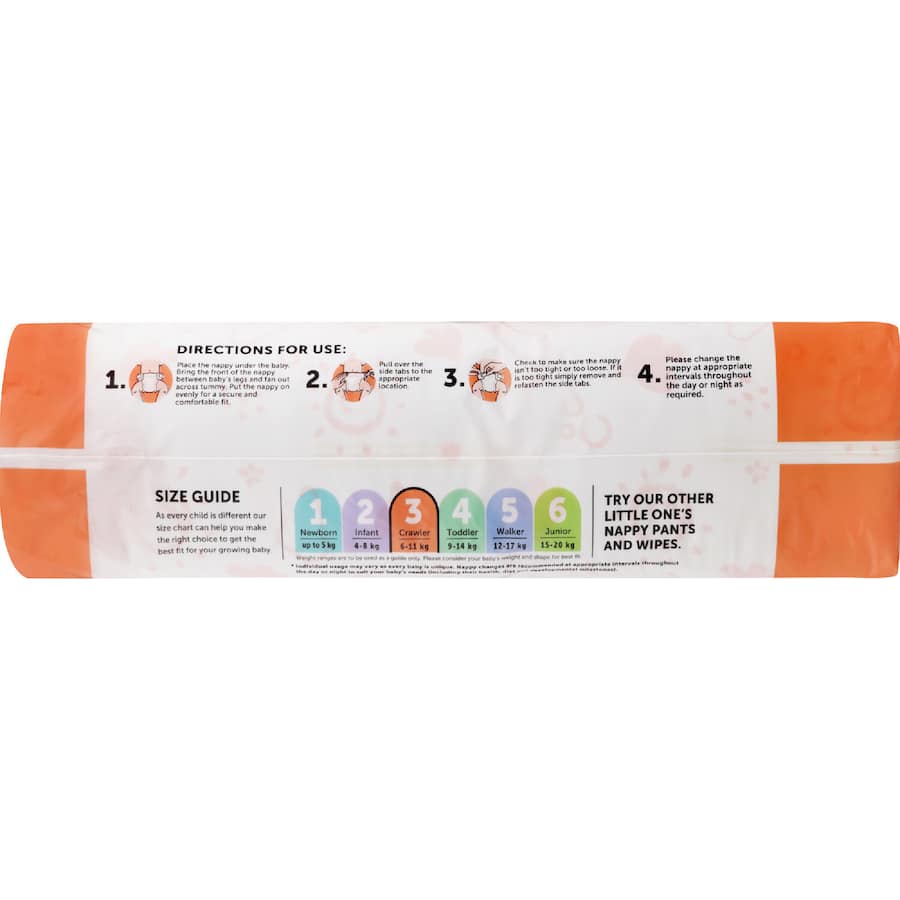 Little One's Bulk Nappies Crawler Boys & Girls 6-11kg Size 3 56pack
