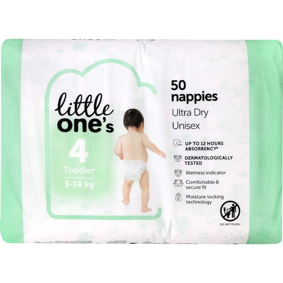 Little One's Bulk Nappies Toddler Boys & Girls 10-14kg Size 4 50pack