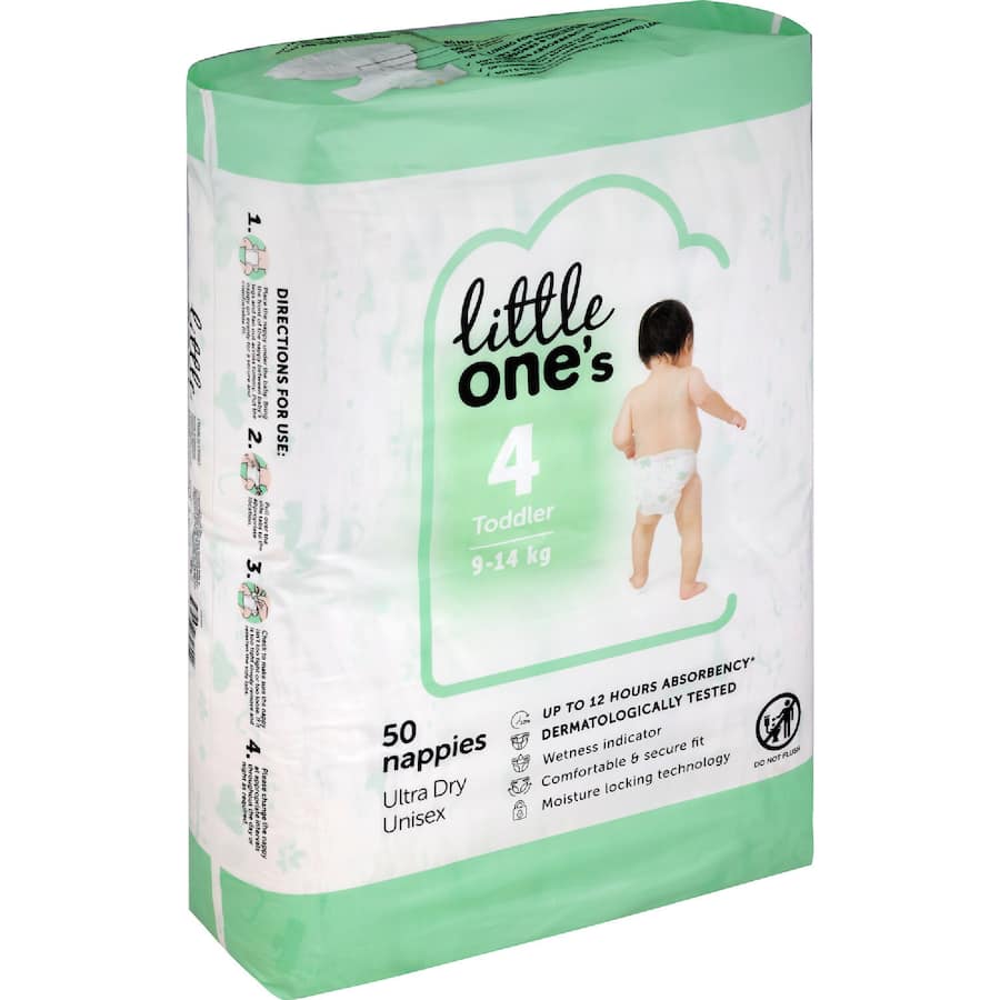 Little One's Bulk Nappies Toddler Boys & Girls 10-14kg Size 4 50pack
