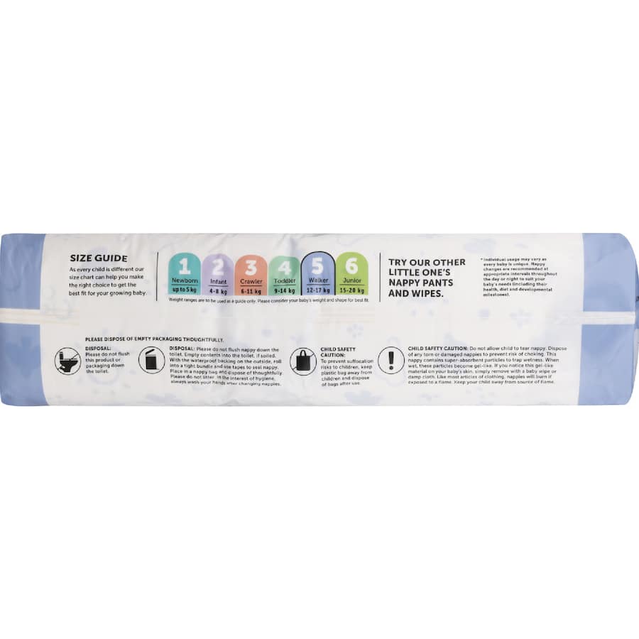 Little One's Bulk Nappies Walker Boys & Girls 13-17kg Size 5 44pack