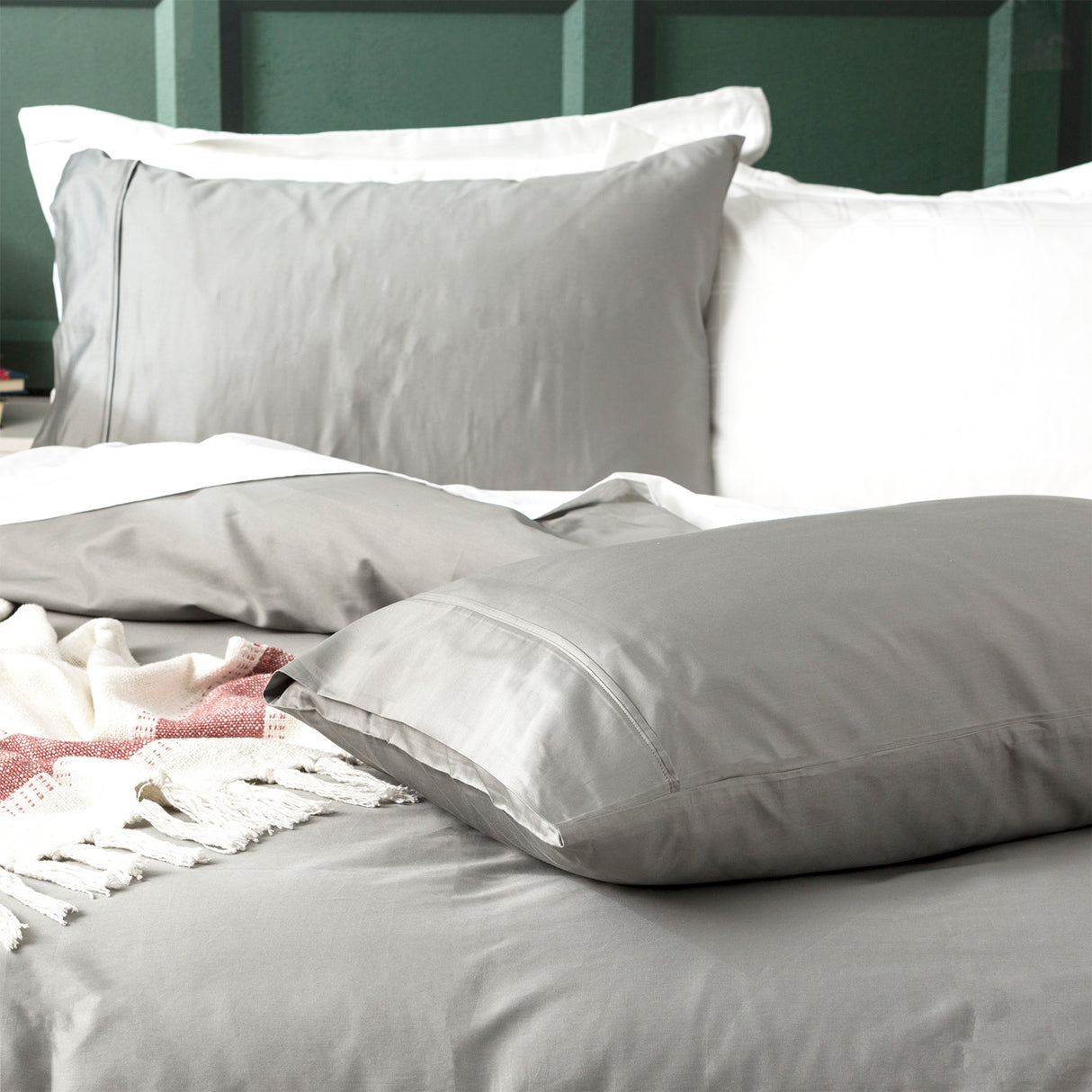 500 TC Natural Bamboo Cotton Quilt / Duvet Cover set Super King Charcoal