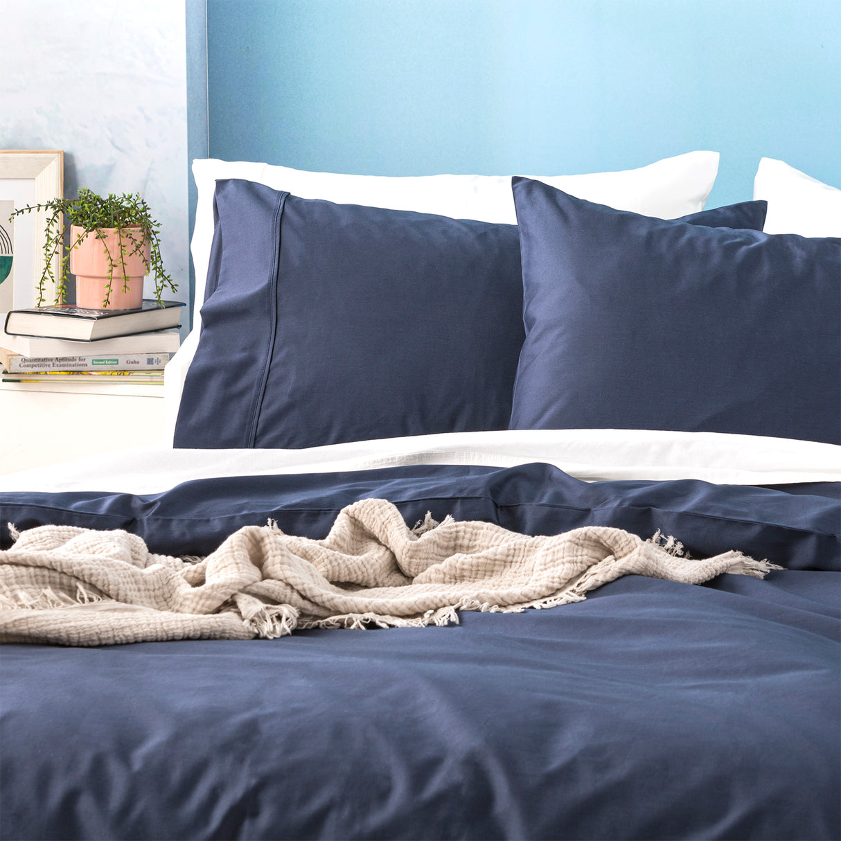 Park Avenue 500 TC Natural Bamboo Cotton Quilt / Duvet Cover set King Indigo