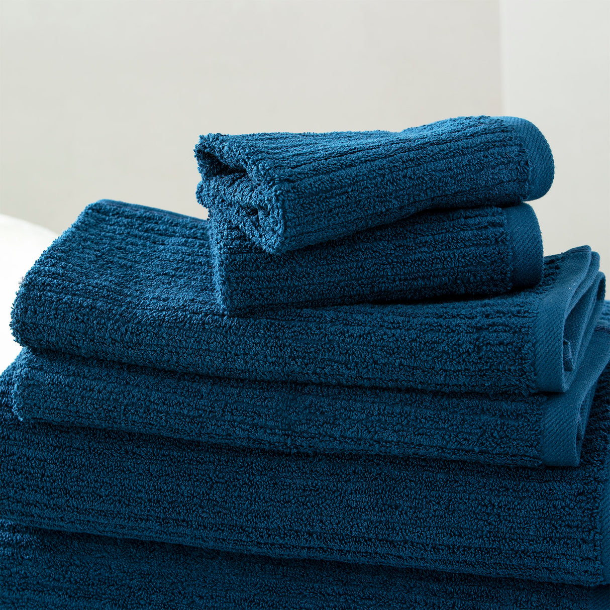 Renee Taylor Cobblestone 650 GSM Cotton Ribbed Towel Packs 7 Piece Ink