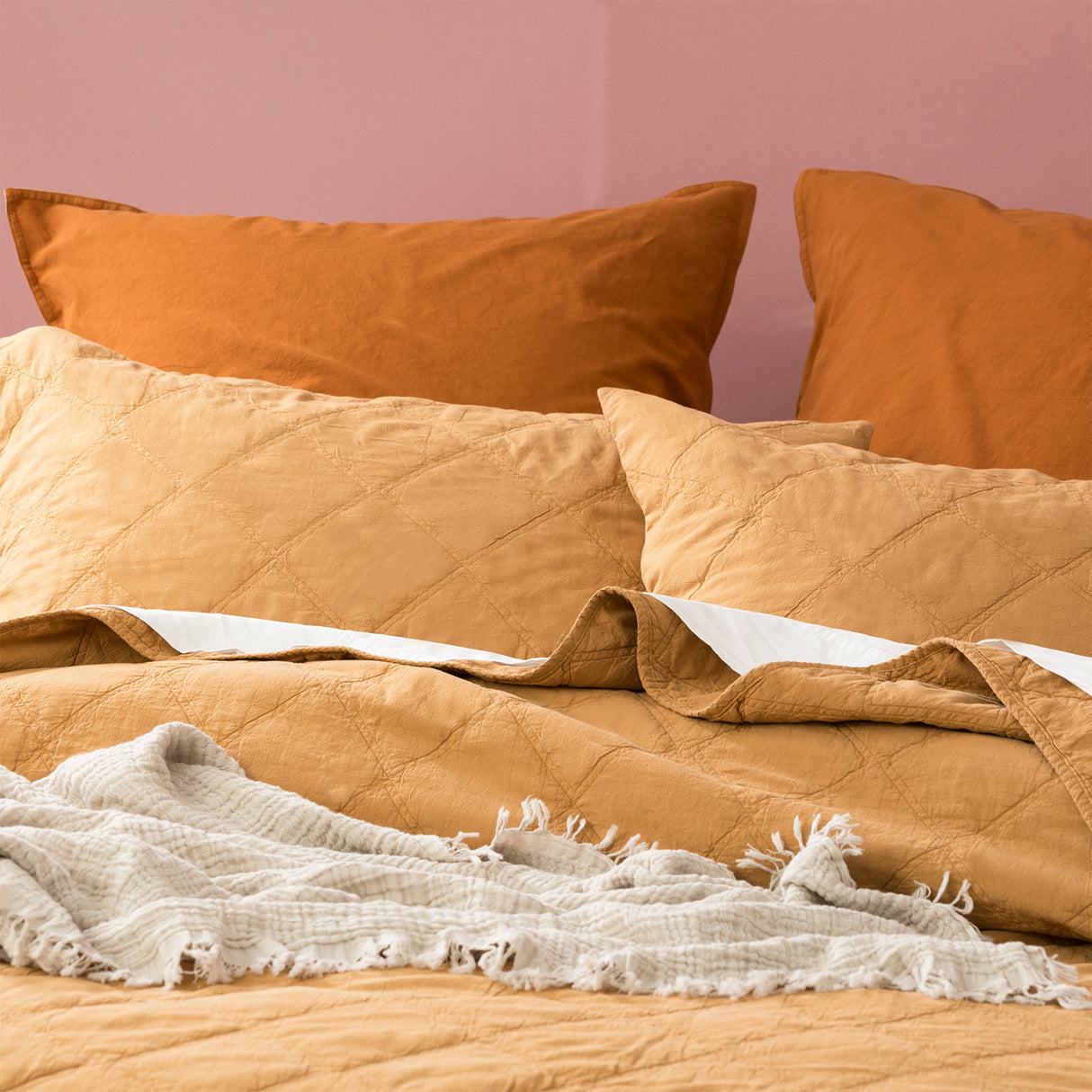 Attwood Vintage Stone Washed Cotton Quilted Coverlet set Super King Wood