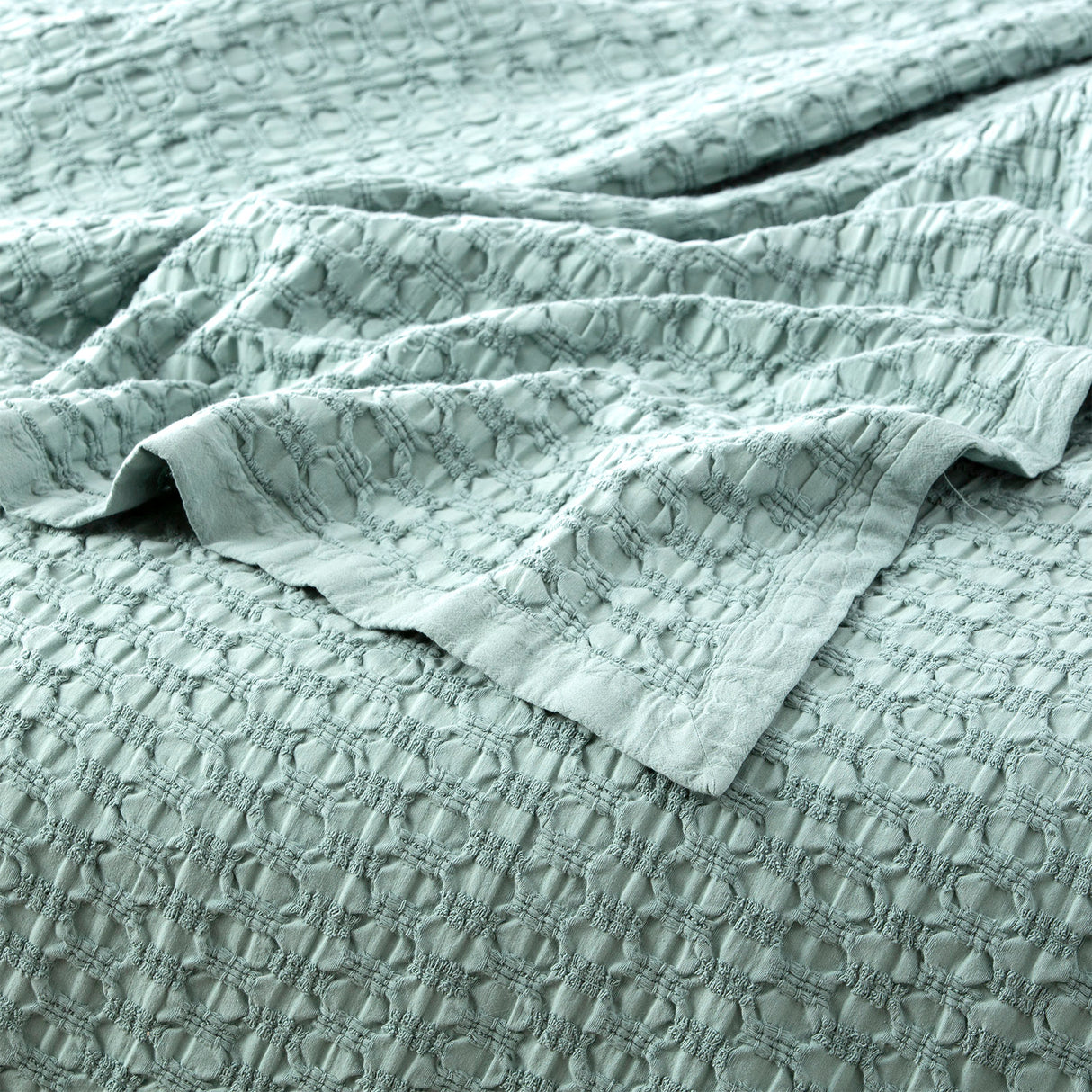 Renee Taylor Lexico Cotton Waffle Blankets Super King Sage