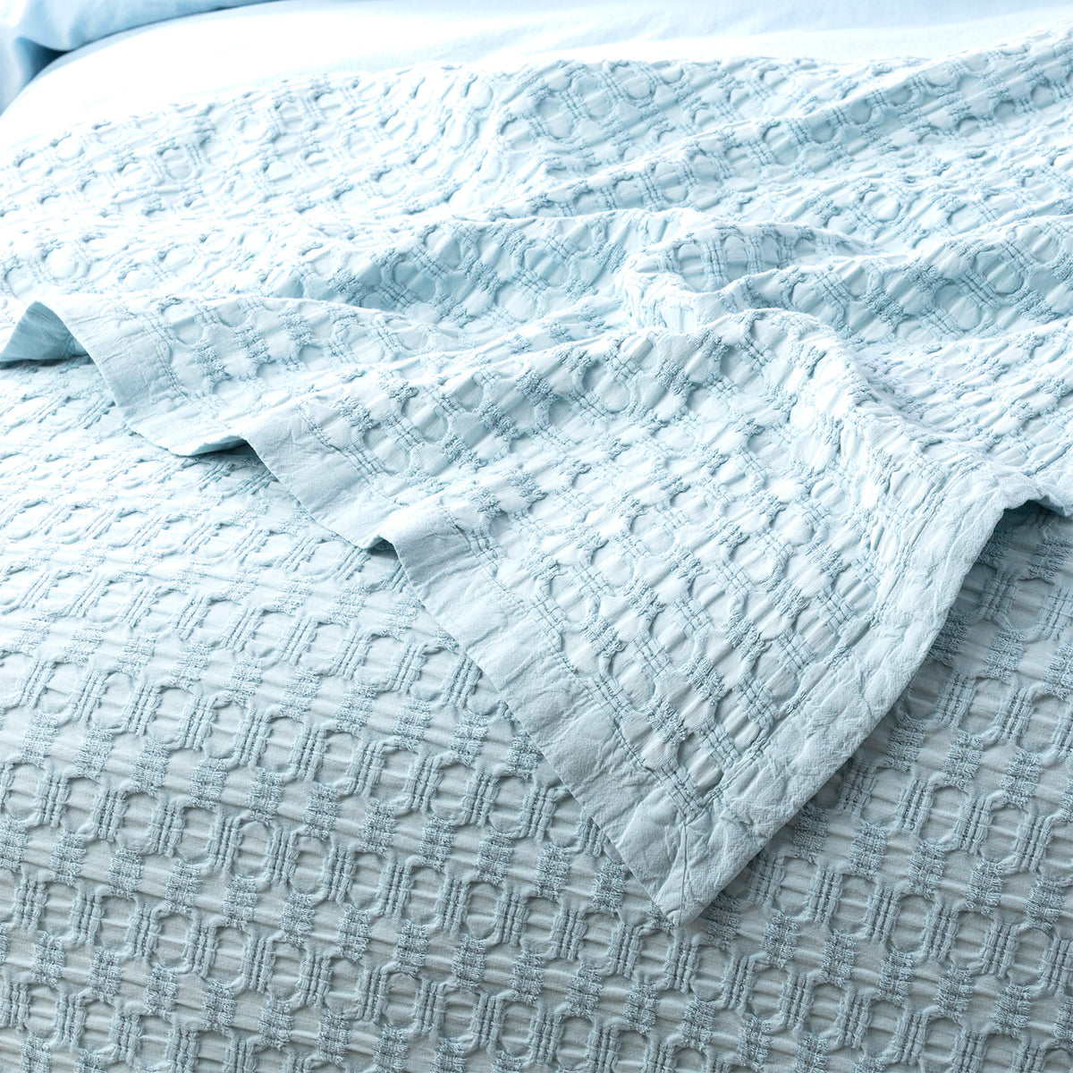 Renee Taylor Lexico Cotton Waffle Blankets Single/Double Sky