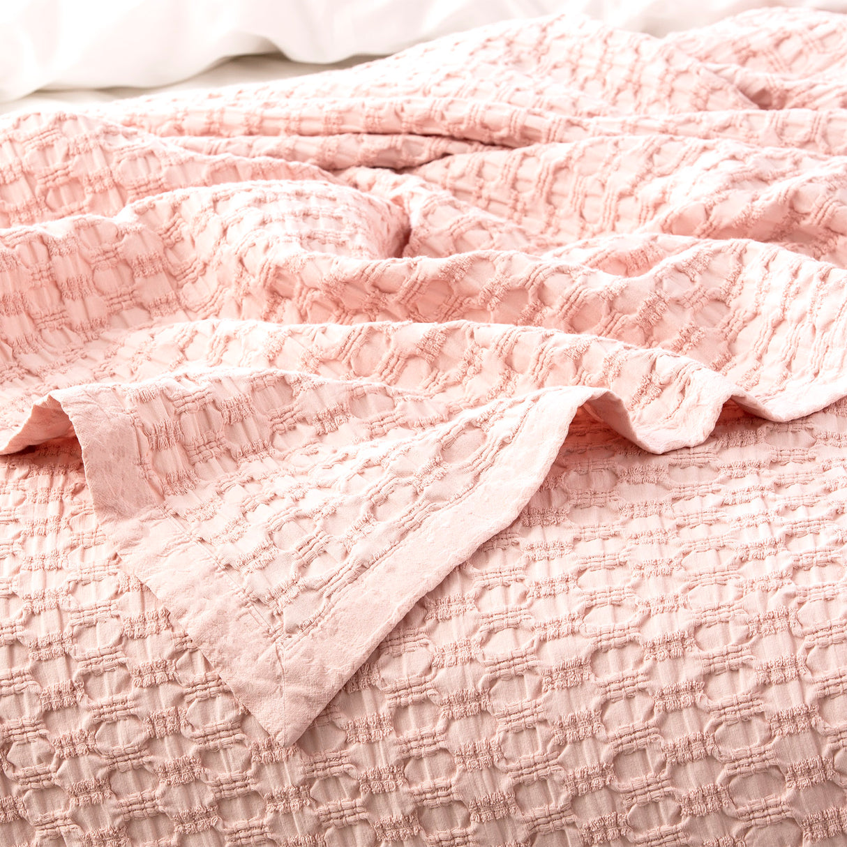 Renee Taylor Lexico Cotton Waffle Blankets Super King Rose