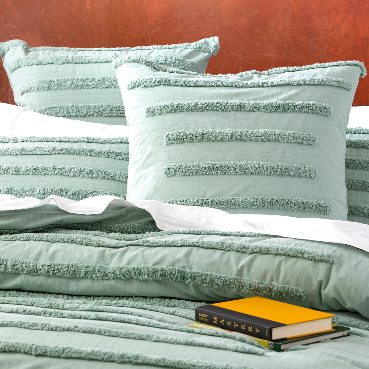 Classic Cotton Vintage washed Tufted Quilt / Duvet Cover set Queen Sage