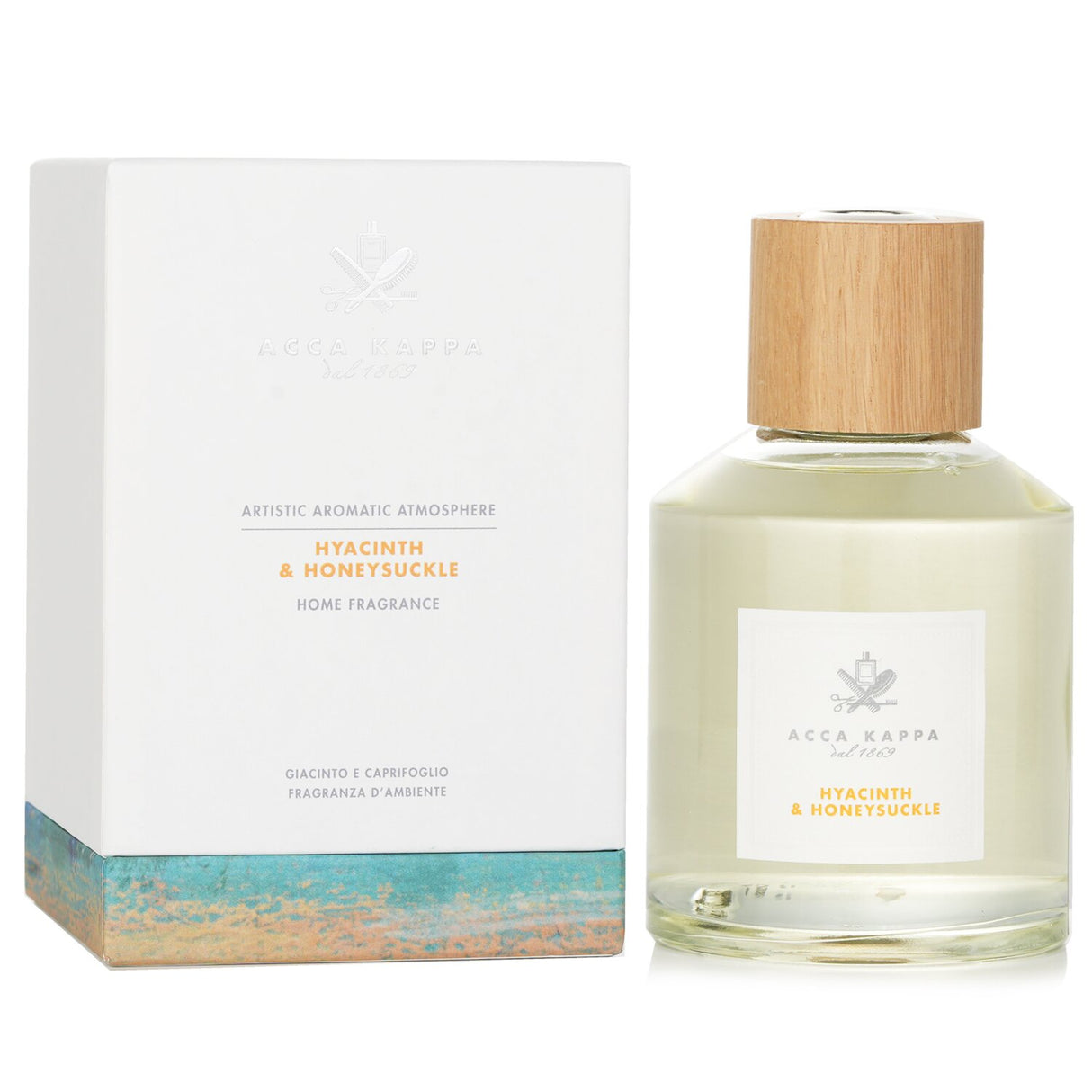 Acca Kappa Hyacinth & Honeysuckle Home Diffuser in a stylish 250ml bottle, filling your space with floral fragrance.