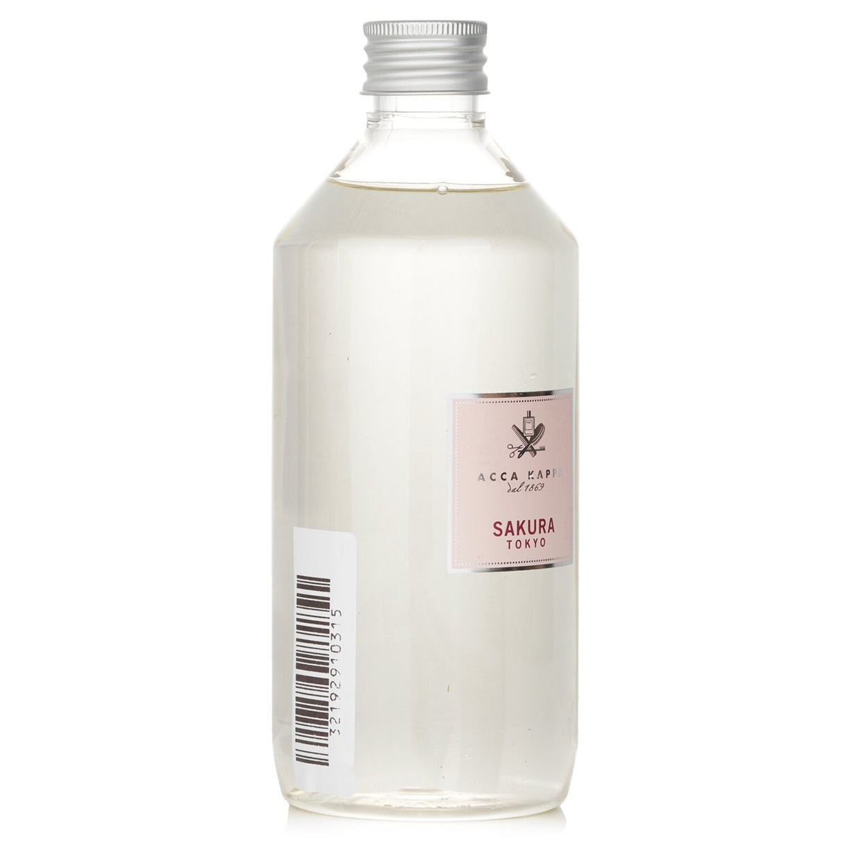 Acca Kappa Sakura Tokyo Home Diffuser Refill in a 500ml bottle, delivering a delicate cherry blossom scent for serene ambiance.