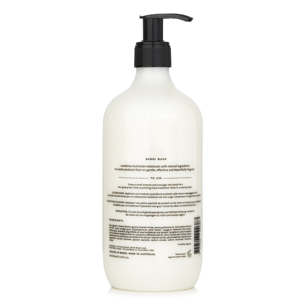 Luxurious BONDI WASH Hand Lotion in Tasmanian Pepper & Lavender, 500ml, enriched with antioxidants for silky, youthful hands.
