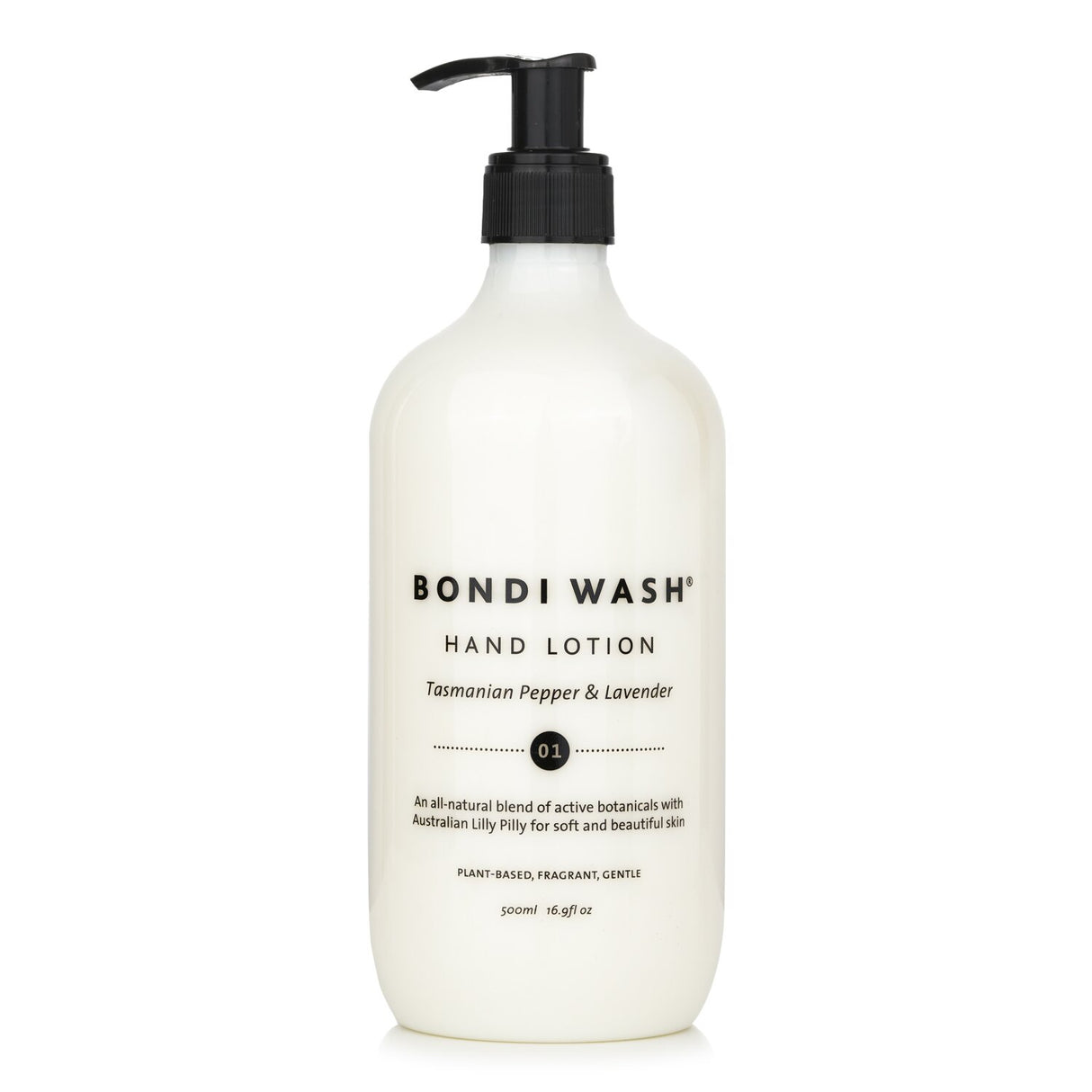Luxurious BONDI WASH Hand Lotion in Tasmanian Pepper & Lavender, 500ml, enriched with Lilly Pilli for hydrated, youthful hands.