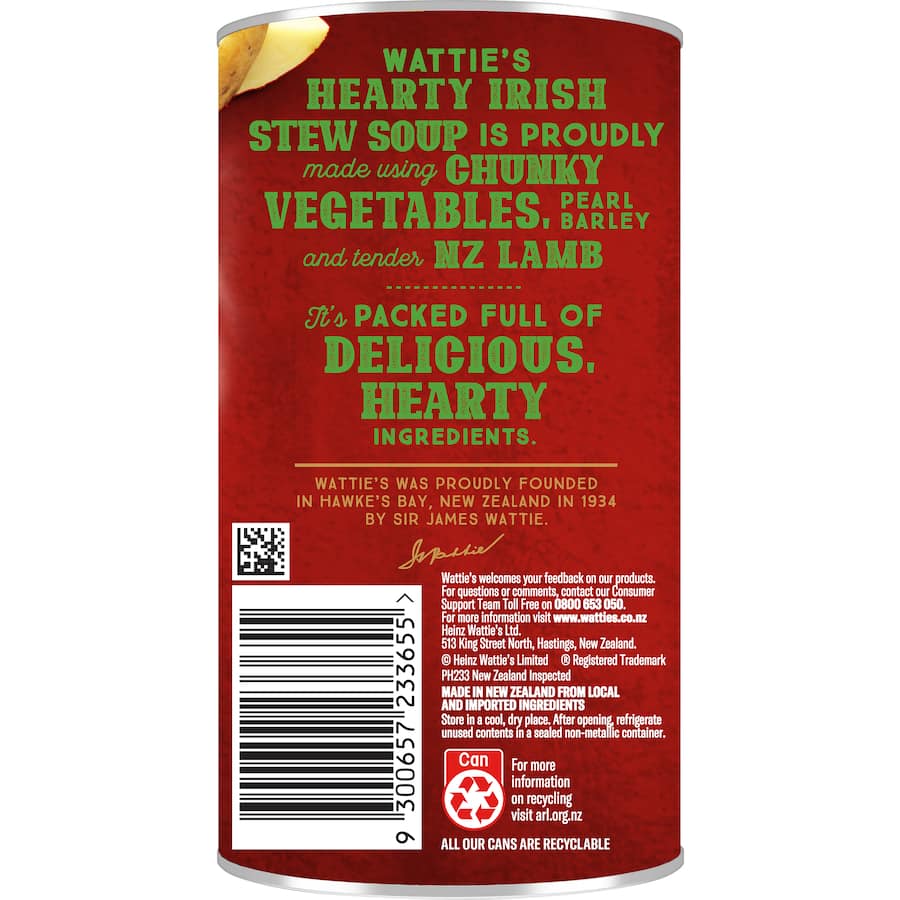Wattie's Hearty Soup Irish Stew With Lamb Canned 535g