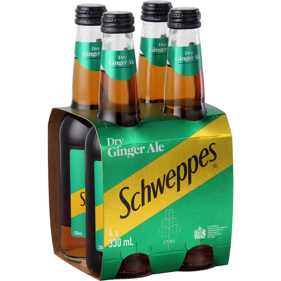 Schweppes Drink Mixers Dry Ginger Ale 330ml Btl 4pack