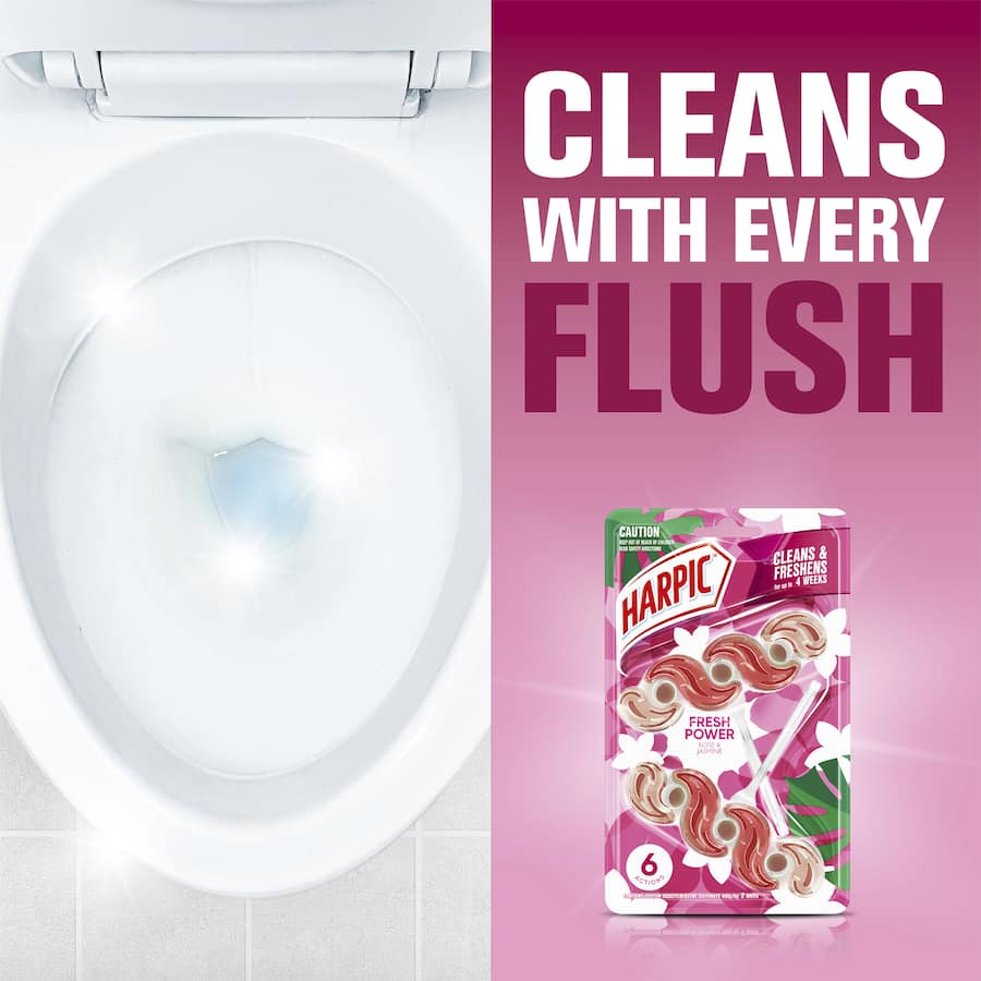 Harpic Toilet Cleaner Flush Fresh Power Rose & Jasmine 2 pack 100g
