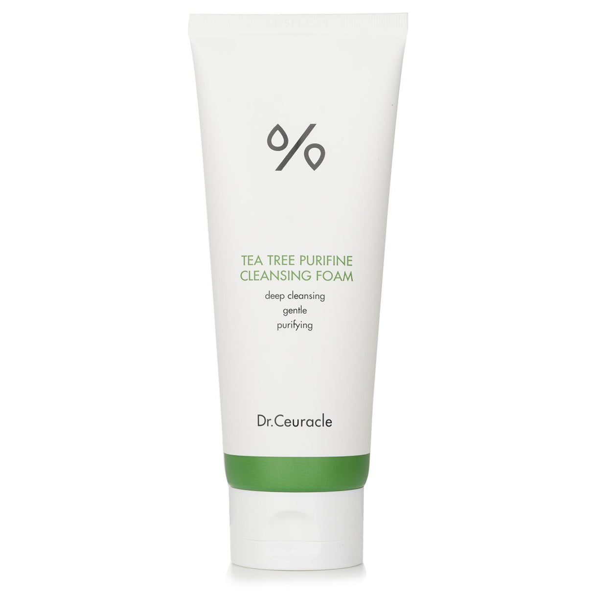 Dr.Ceuracle Tea Tree Purifine 30 Cleansing Foam with 30% tea tree extract, purifying and hydrating for acne-prone skin.