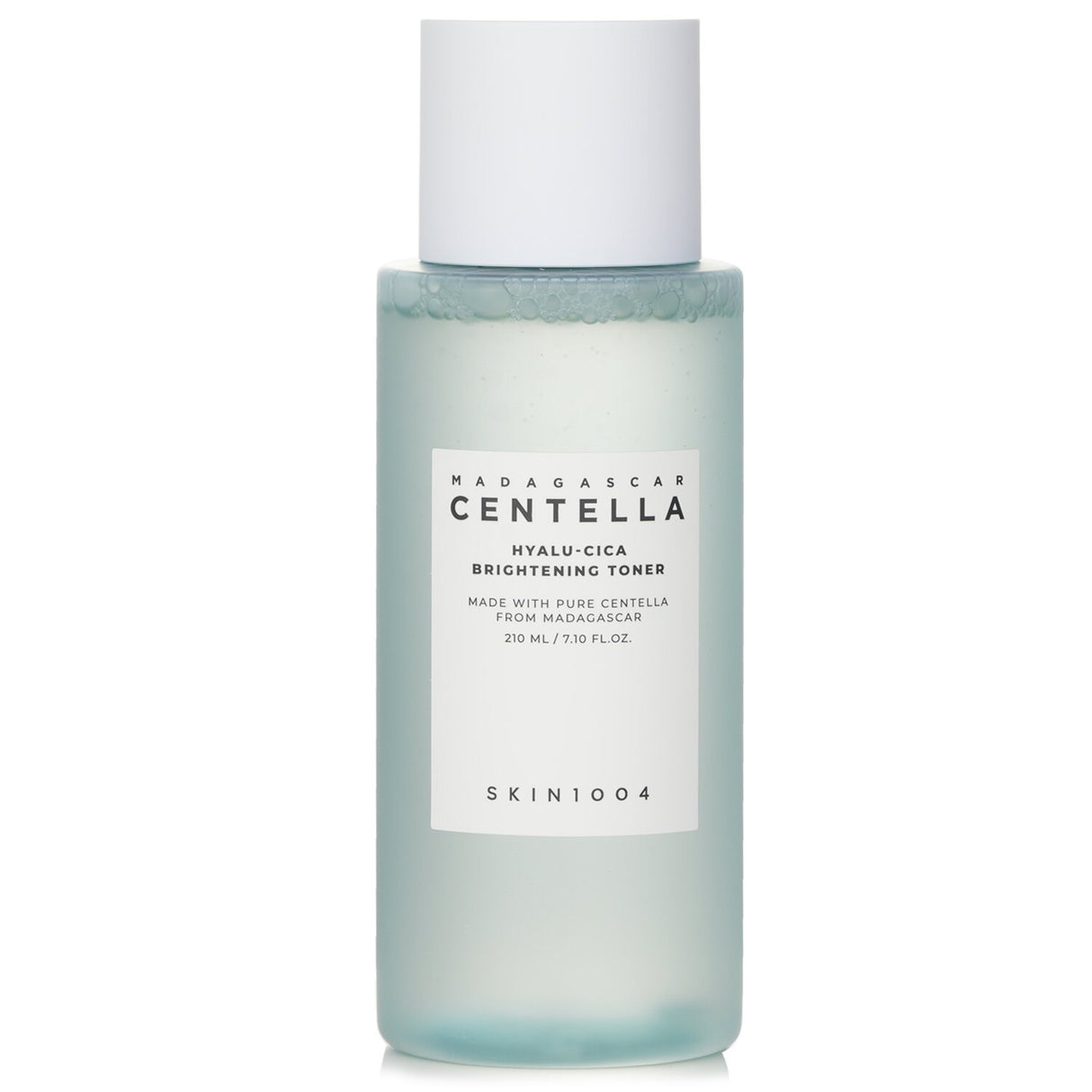 Hydrating toner with Hyalu-Cica blend, AHA, and Centella for brightening and gentle exfoliation, suitable for all skin types.