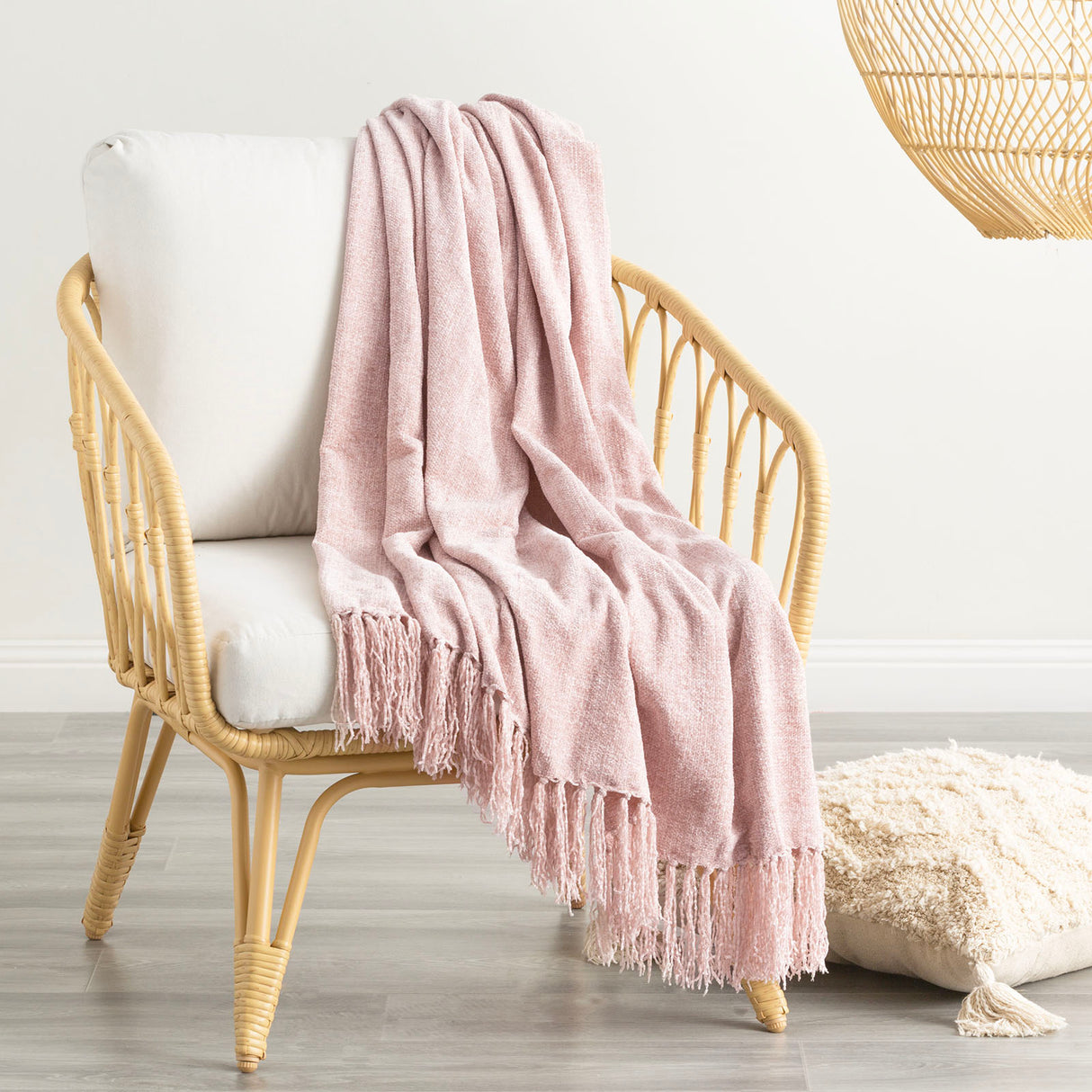 Renee Taylor Newland Polyester Chenille Throw 130 x 170cms Lotus