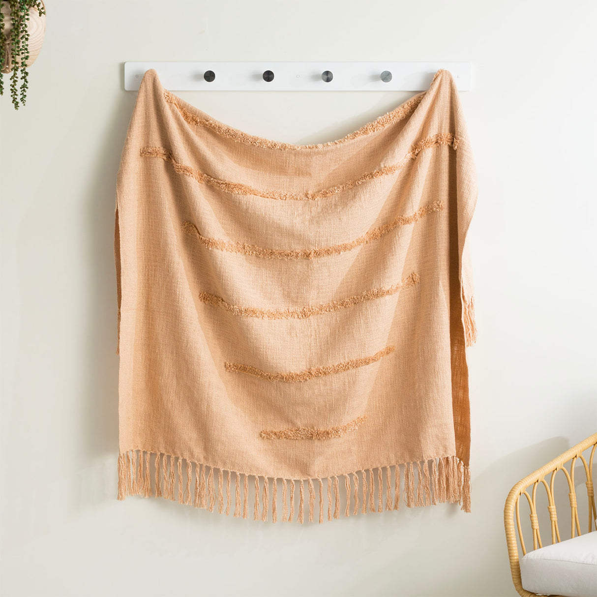 Renee Taylor Cambridge Cotton Slub Tufted Throw Tan