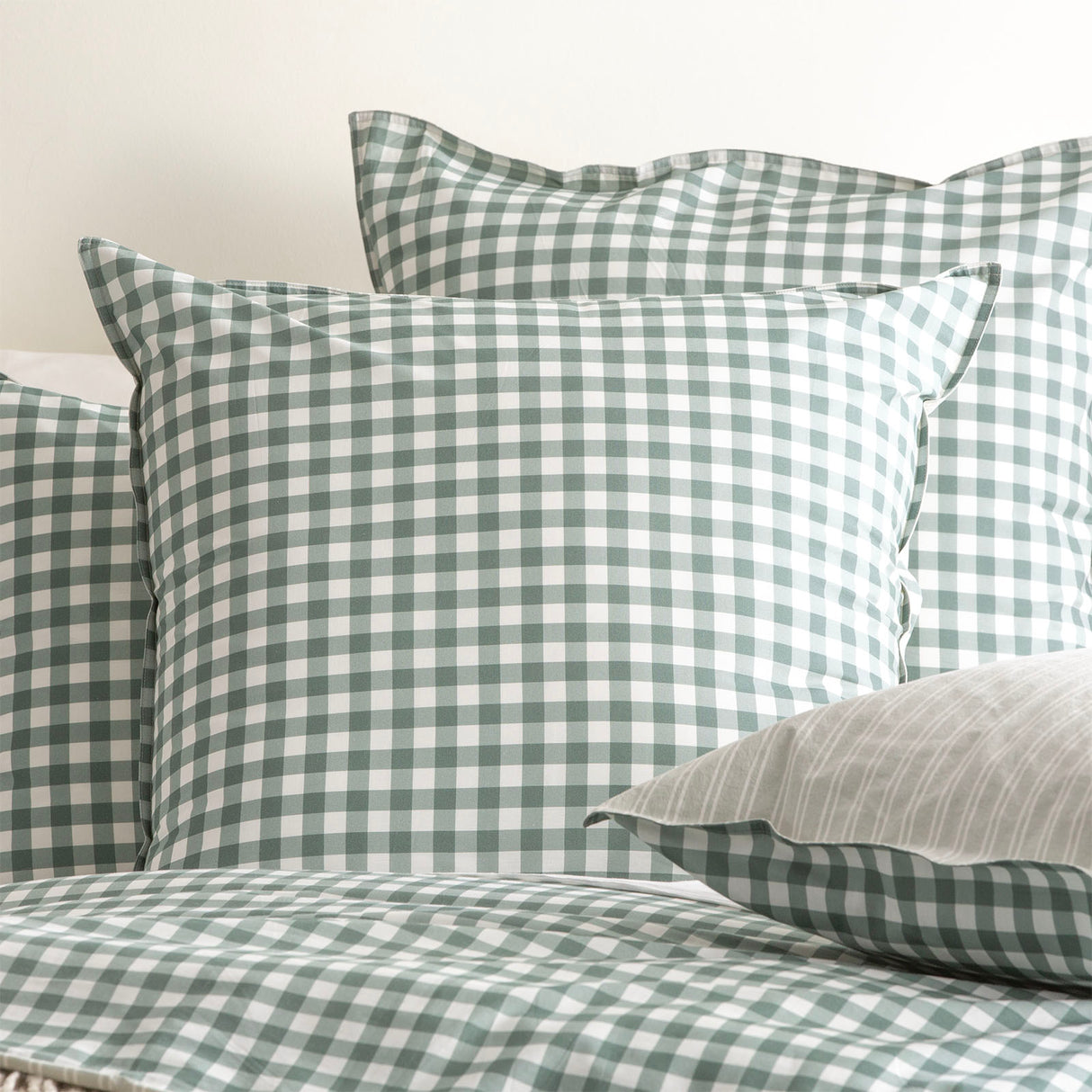 Alison Yarn Dyed Cotton Reversible Quilt / Duvet cover Set Double Forest