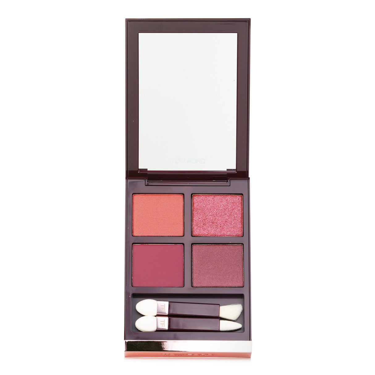 Tom Ford Cherries Eye Color Quad #02 Cherry Smoke featuring four luxurious eyeshadows in brick reds, burgundy, and wine hues.
