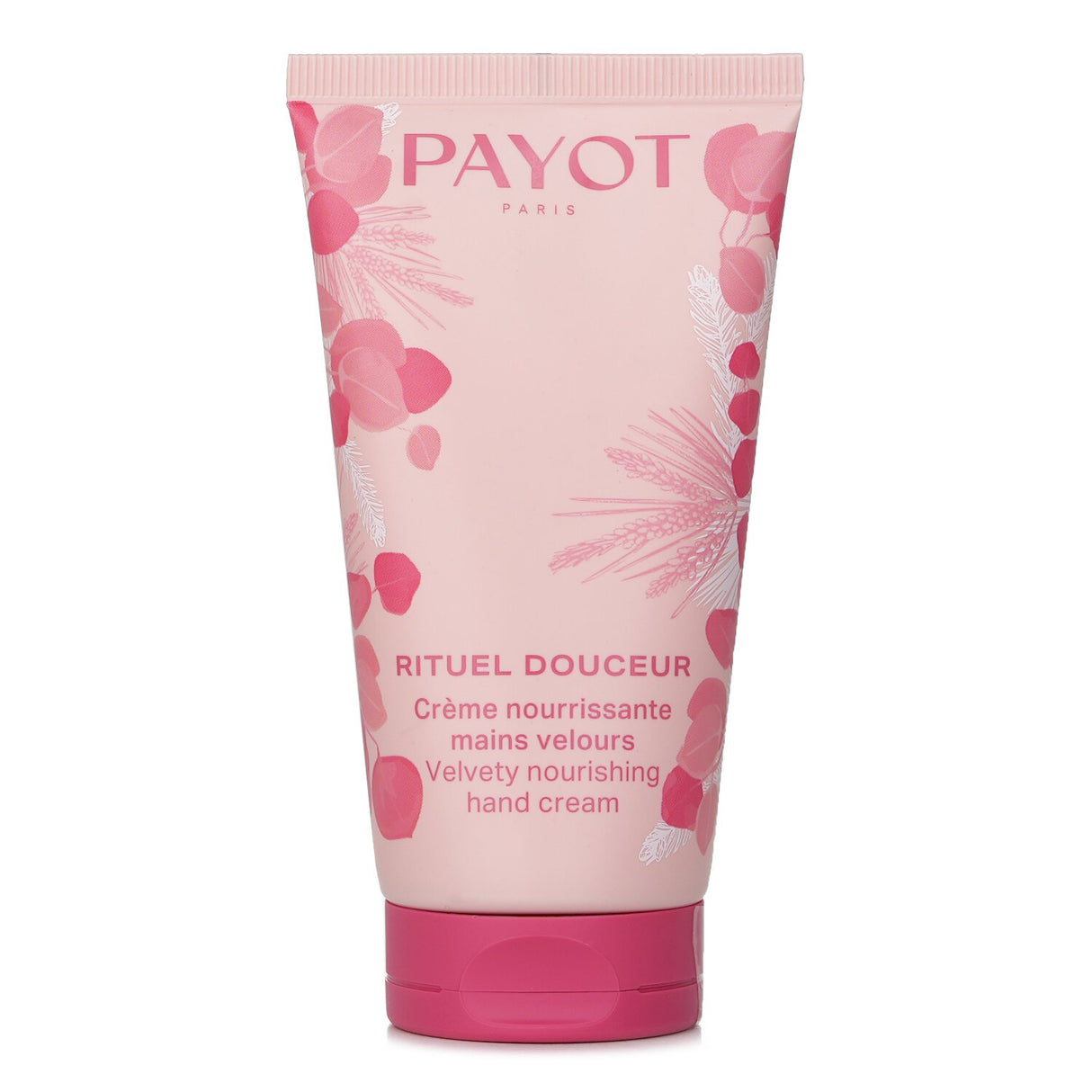 Payot Rituel Douceur hand cream in a 75ml tube, featuring a velvety texture for nourishing and hydrating dry hands.