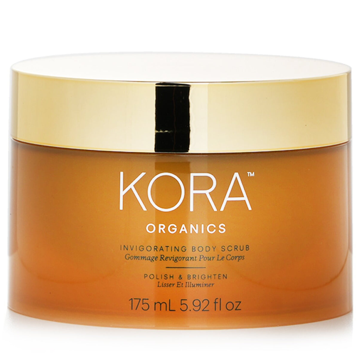 Kora Organics Invigorating Body Scrub in 175ml, revitalizes skin with turmeric, rosehip, and peppermint for a smooth, glowing finish.