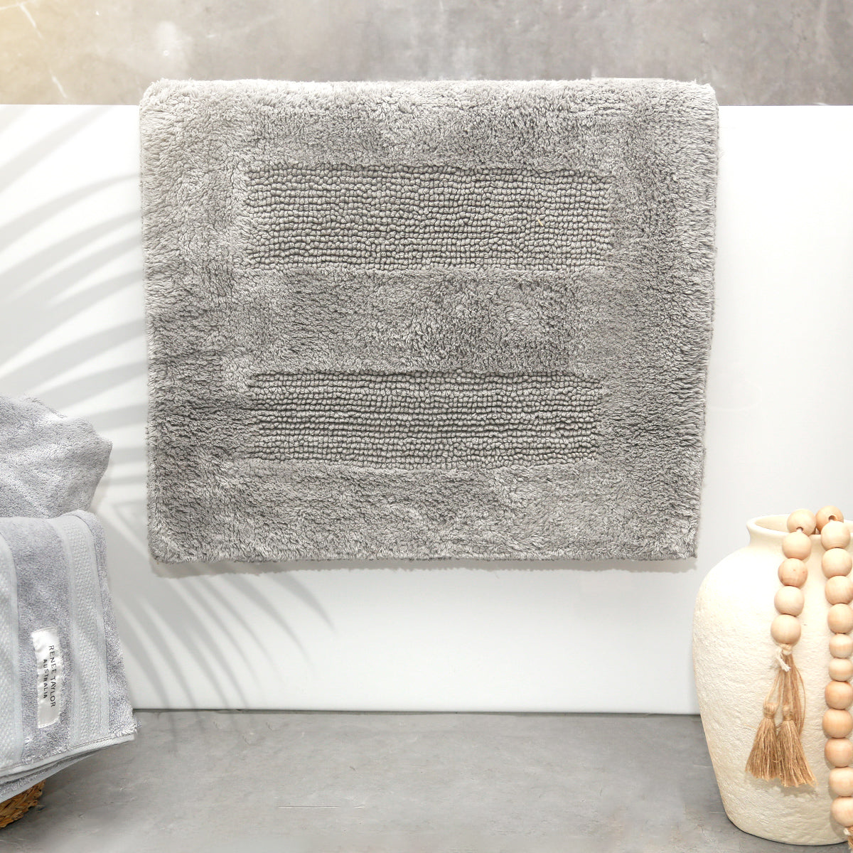 Renee Taylor Retreat Cotton Reversible Bath Mat 50 x 80cms Granite