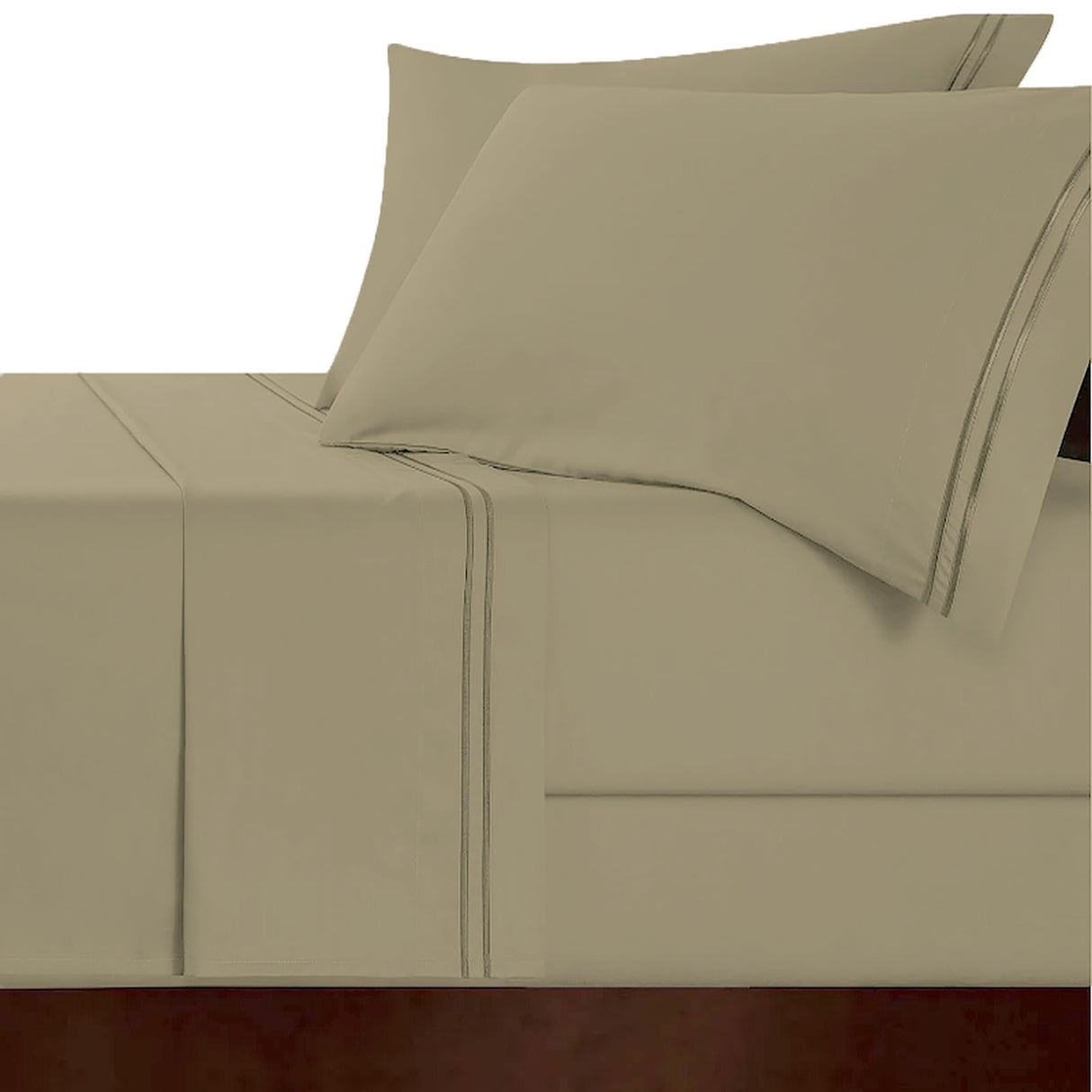 Strada Embroidered 1000 TC Egyptian Cotton Sheet Set Deep King Taupe