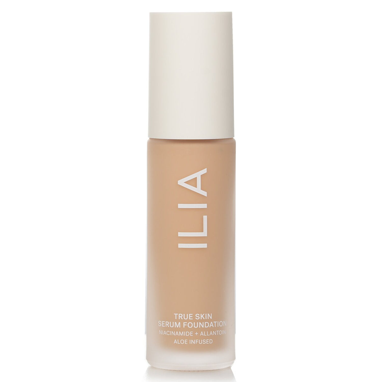 ILIA True Skin Serum Foundation # SF1.5 Mallorca in a sleek bottle, offering lightweight, nourishing coverage for a radiant complexion.