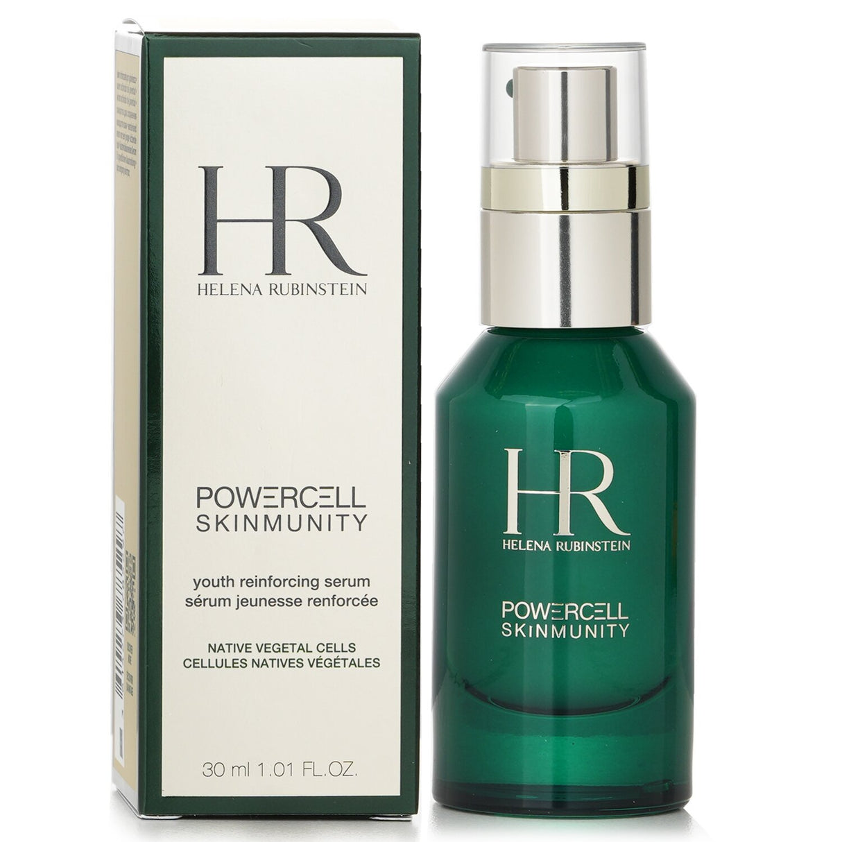 Helena Rubinstein Powercell Skinmunity serum in a 30ml bottle, featuring a milky texture for youthful, radiant skin.