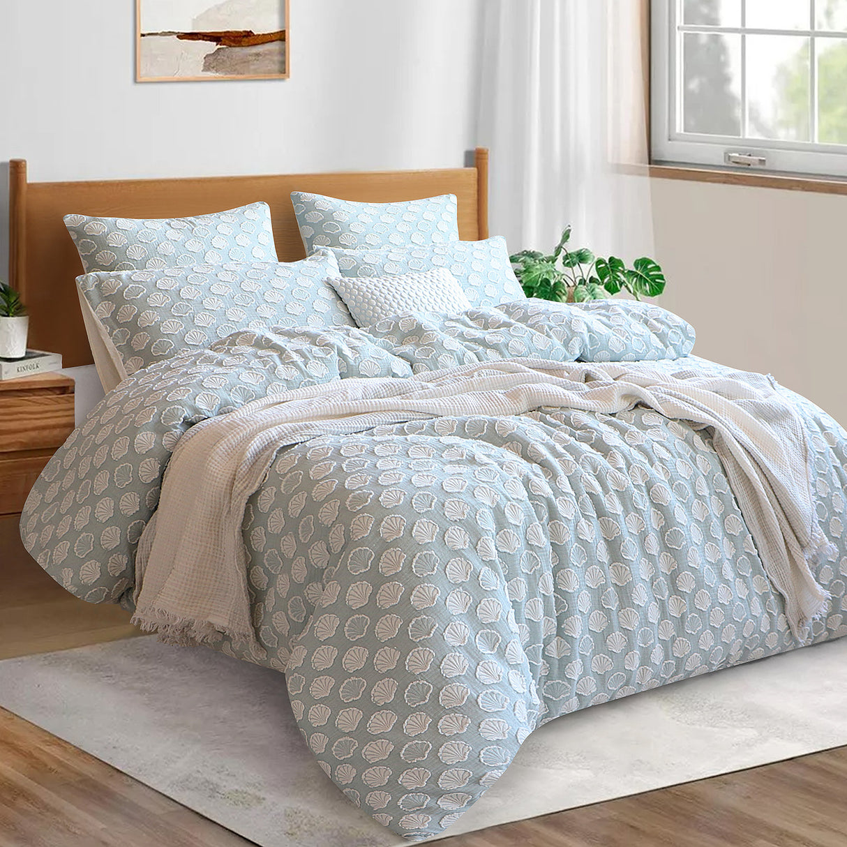 Coralium Chenille Tufted Jacquard Quilt / Duvet Cover Set Super King